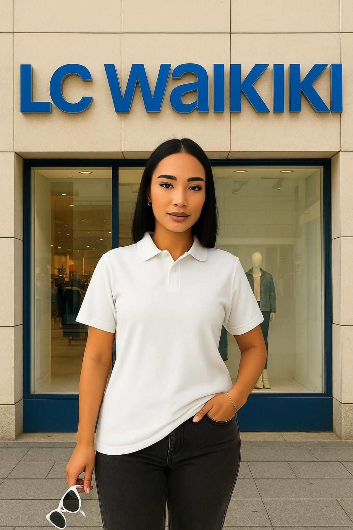 LC Waikiki %100 Pamuk Pike Kumaş Kısa Kollu Yazlık Kadın Polo Yaka Tişört / Kurumsala Özel