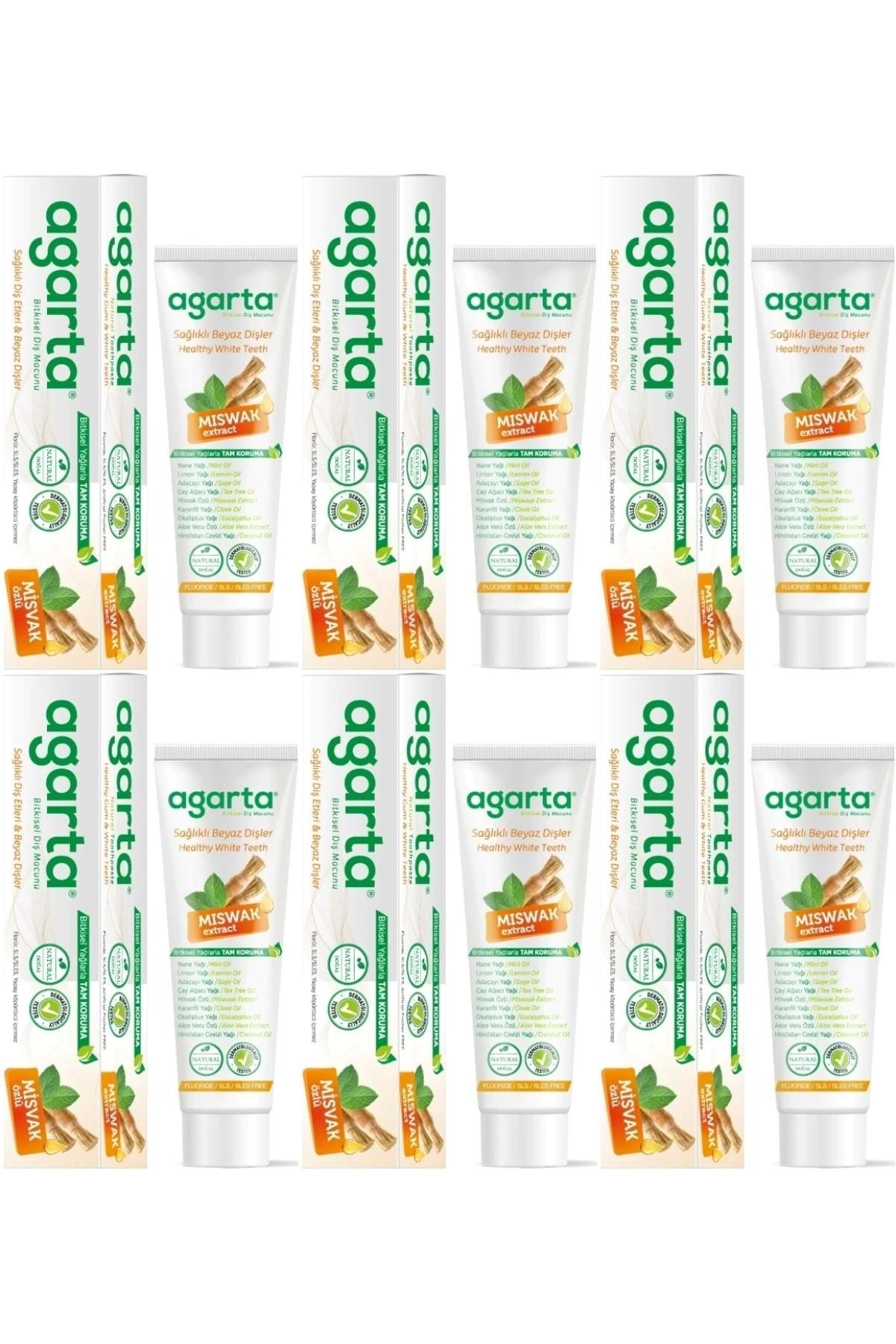 Agarta Doğal Diş Macunu 100ML Misvak özlü (6 Lı Set)