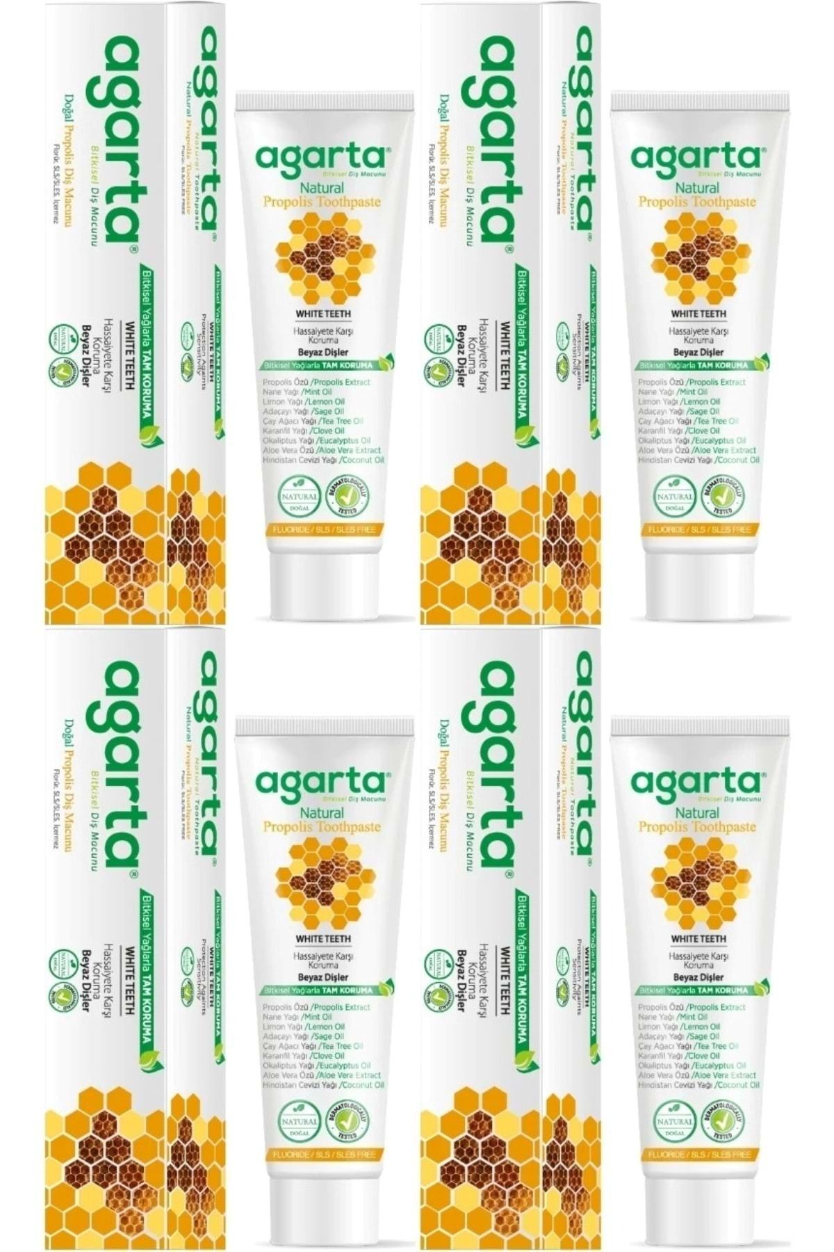 Agarta Doğal Diş Macunu 100ML Propolisli (4 Lü Set)