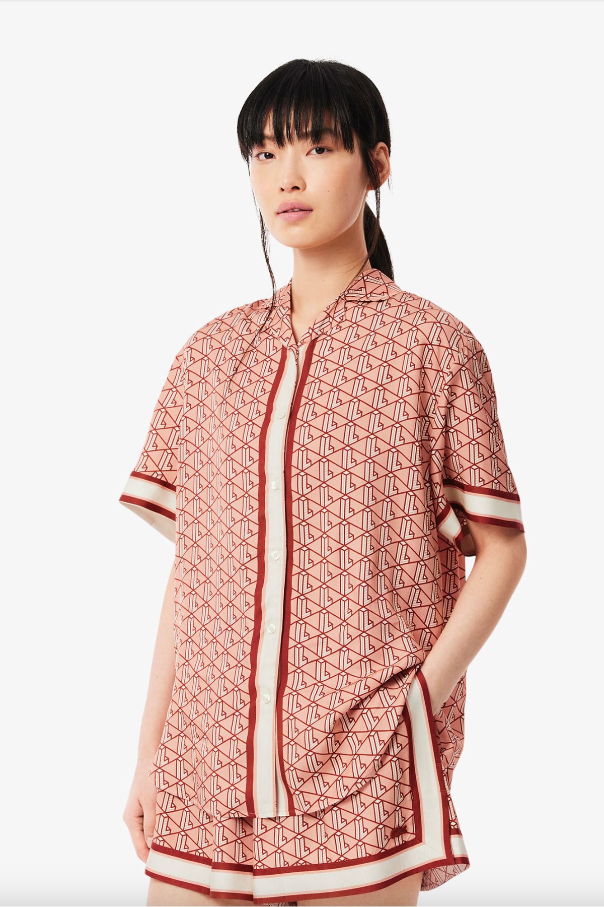 Lacoste Oversized Monogram Print Shirt