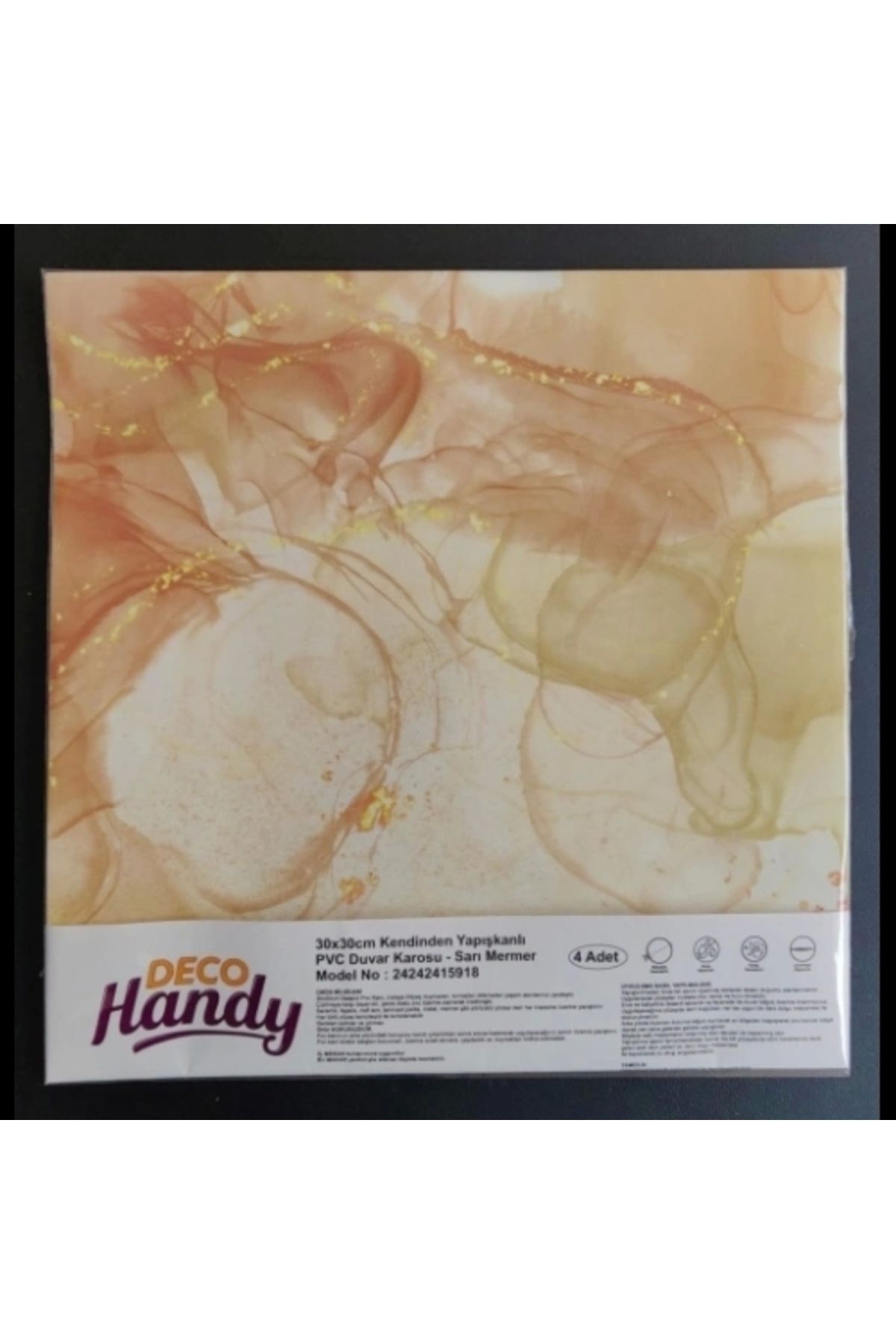 Generic Decohandy 30x30 Cm Pvc Duvar Karosu 4’lü Paket - Sarı Mermer