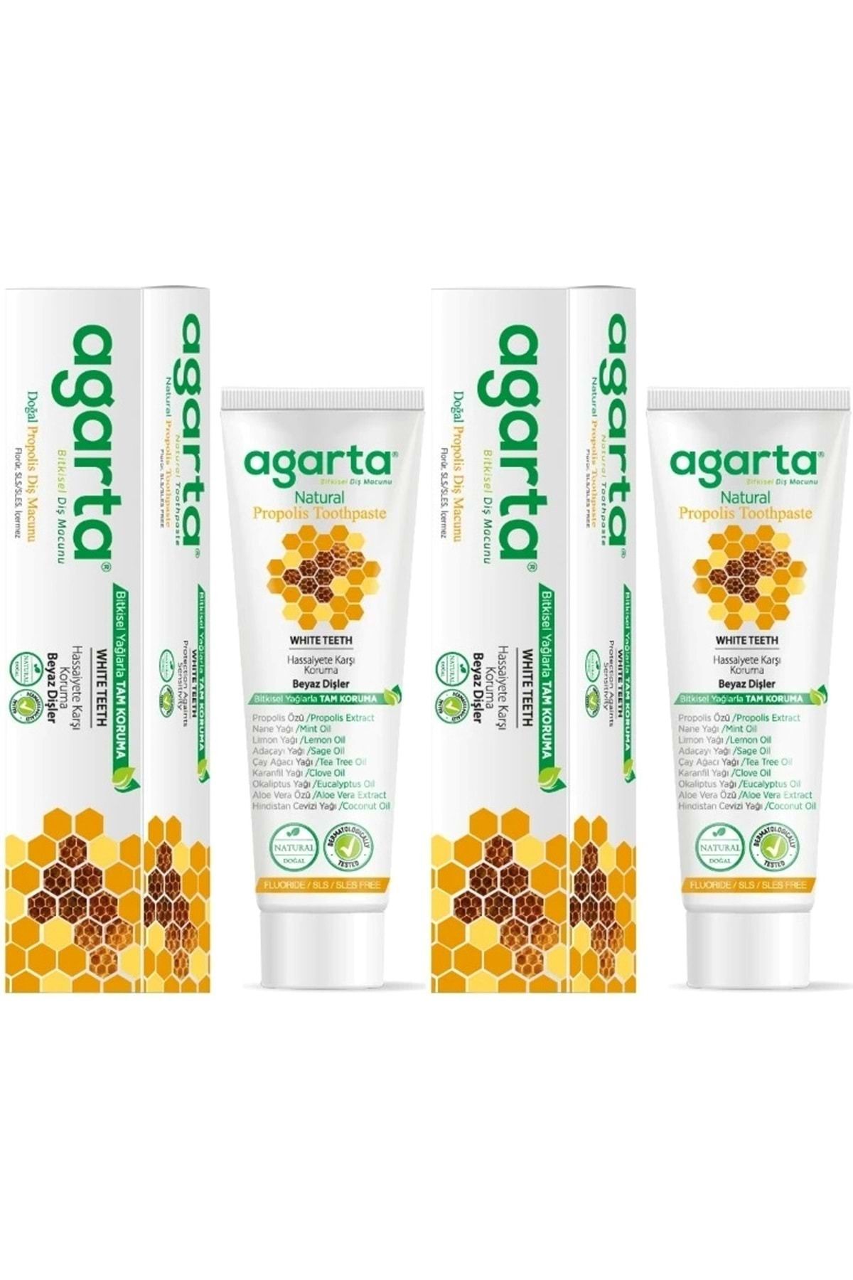 Agarta Doğal Diş Macunu 100ML Propolisli (2 Li Set)
