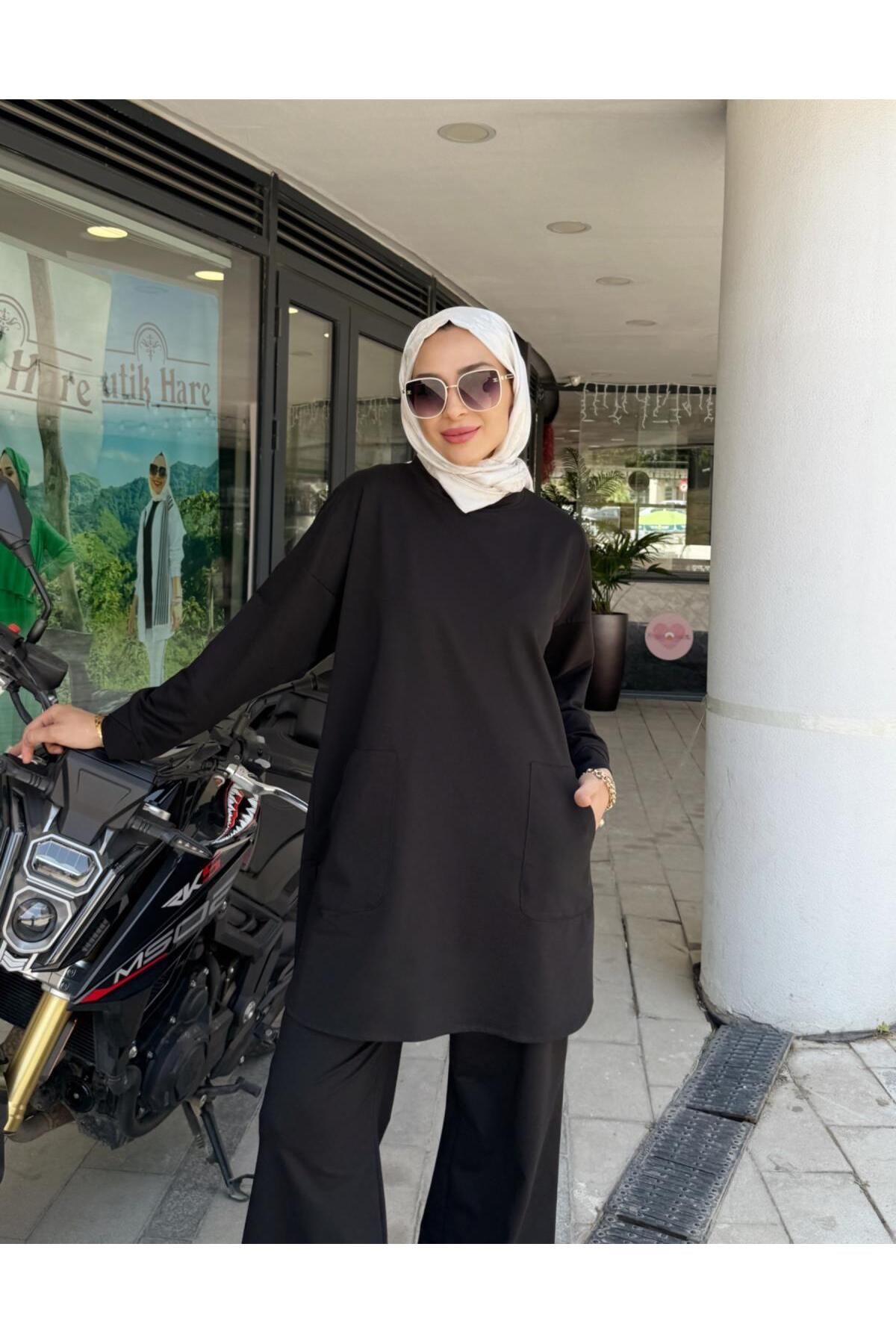 Hare Butik TİNA İKİ İPLİK CEPLİ BASİC SWEAT