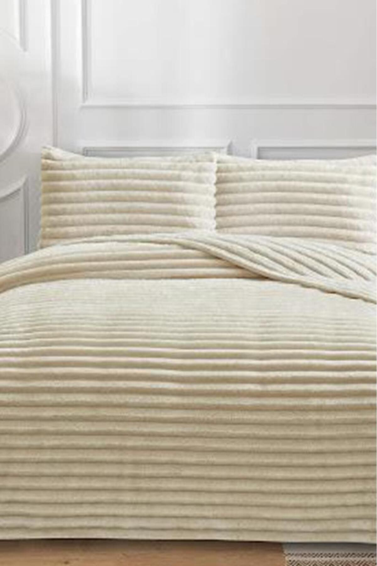 Çeyiz Diyarı Eterna Peluş Çift Kişilik 230x250 Cm Yatak Örtüsü Bej