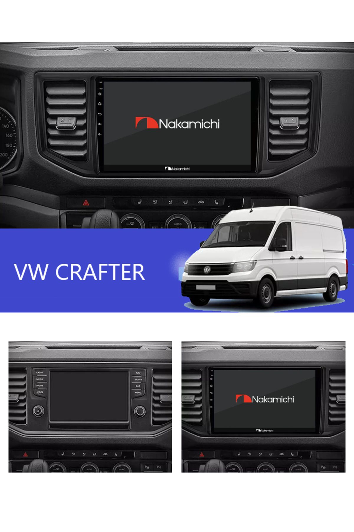 SOUNDCİTY VW CRAFTER 2017-2023 uyumlu  MULTİMEDYA CARPLAY EKRAN SETİ 2 GB RAM 32 HAFIZALI