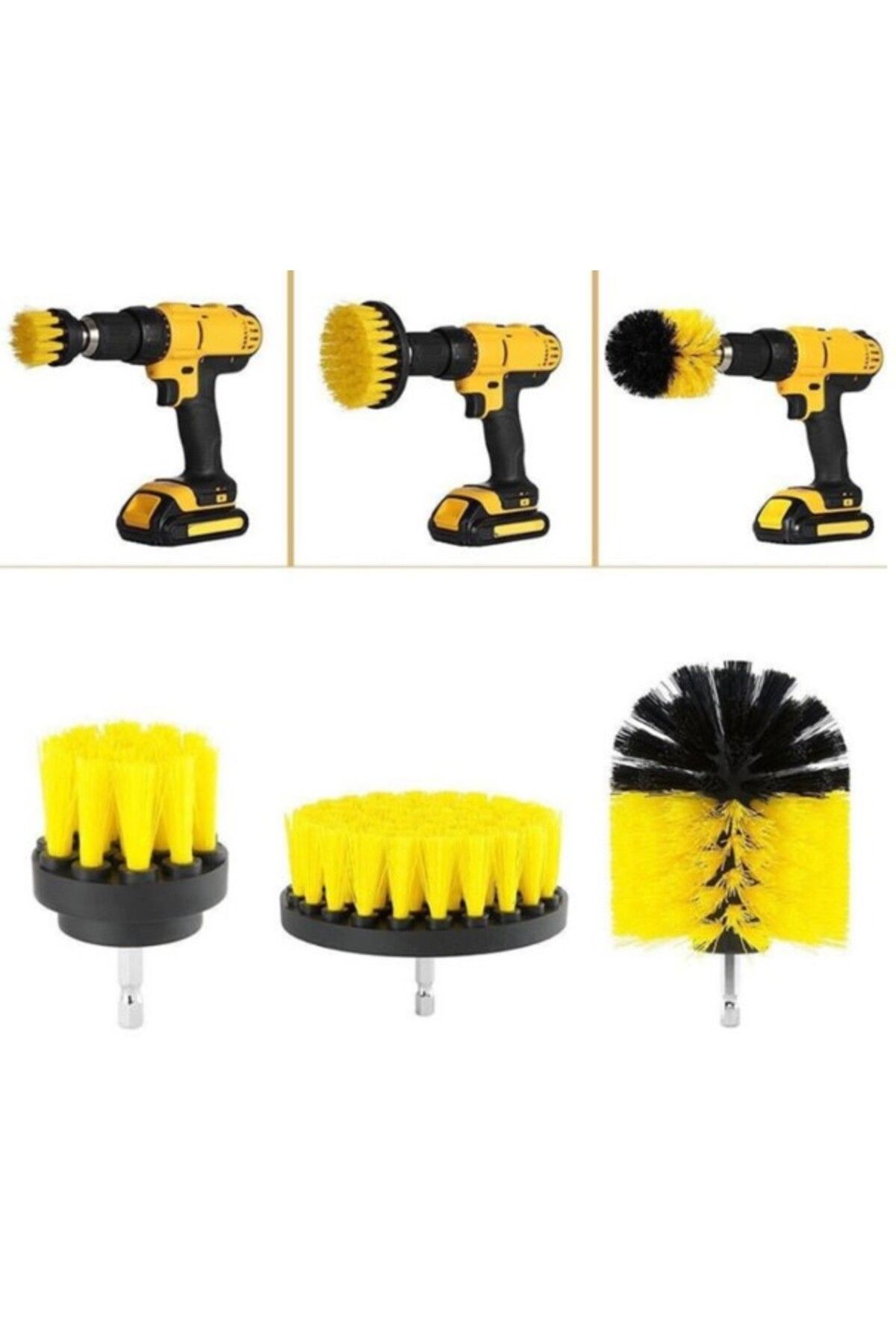 MR RZN STORE Matkap Ucuna Takılan 3'lü Fırça Temizlik Seti
