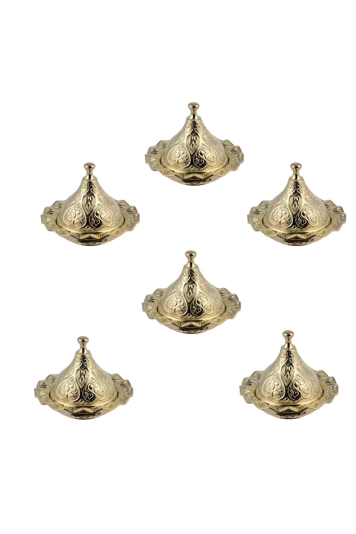 Saray Ottoman handicraft Kubbeli 6'lı Mini Sarı Lokumluk