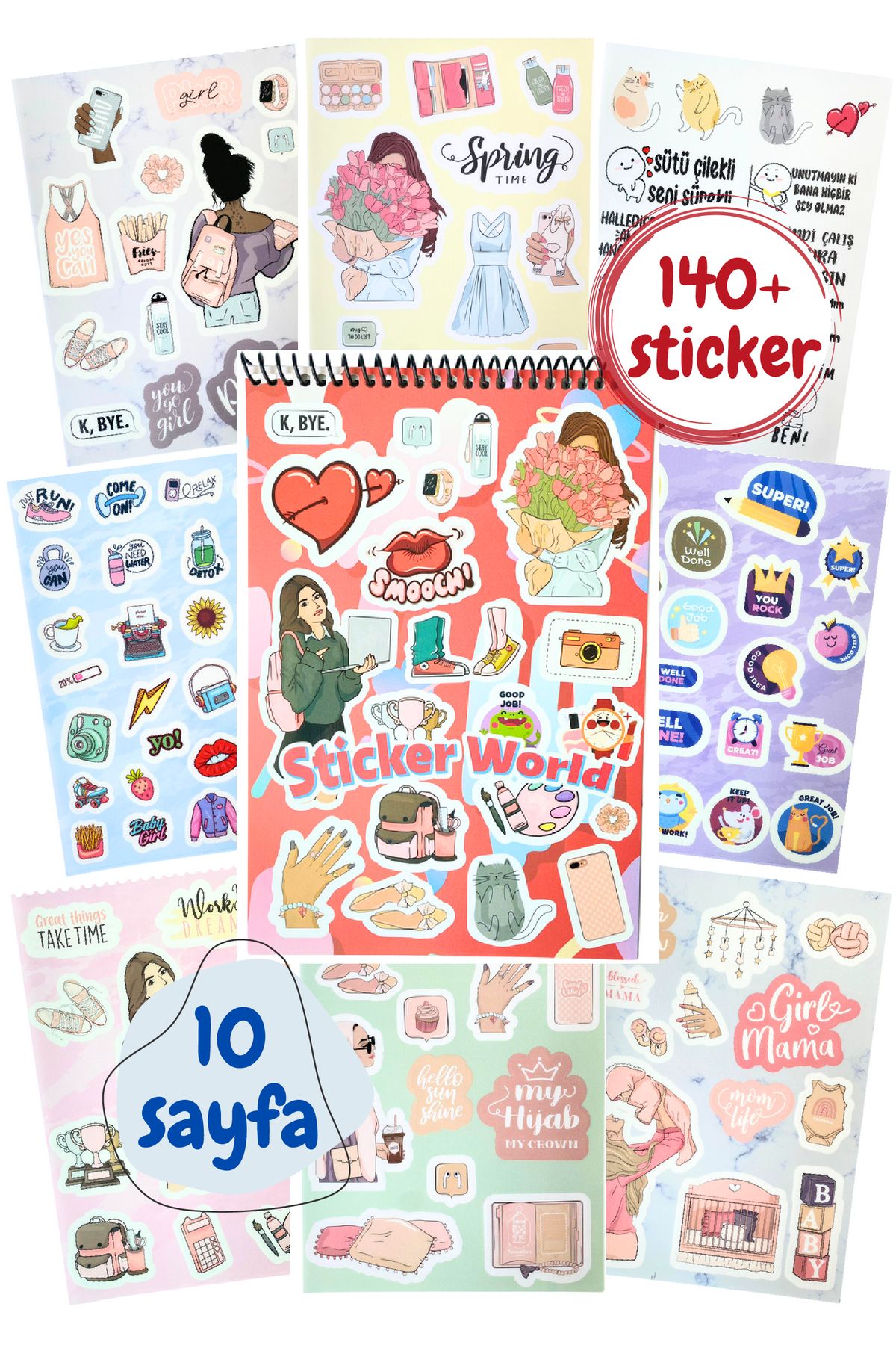 ramelin Sticker Defteri 140+ Adet Bullet Journal, Scrapbook, Laptop, Mood Sticker