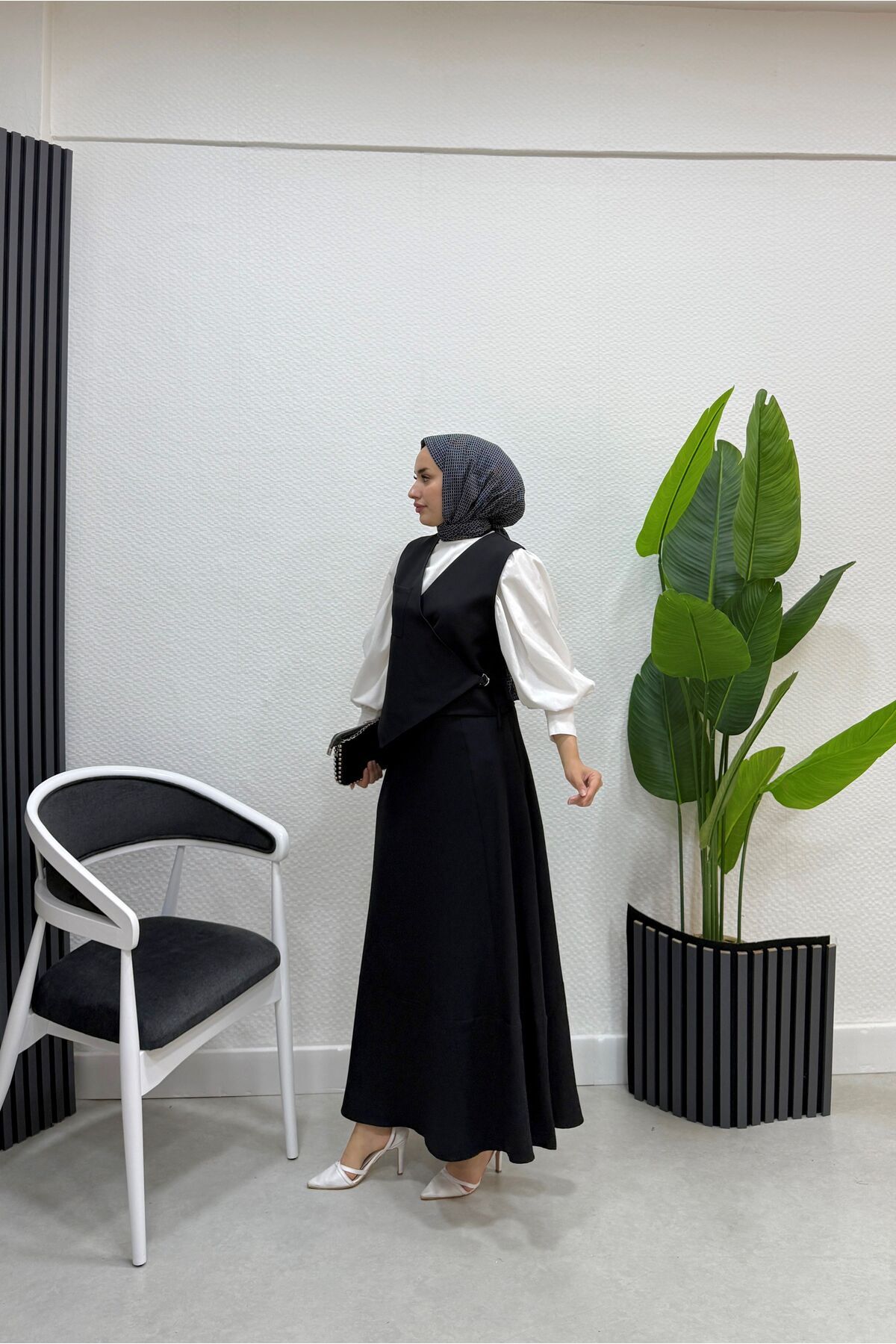 BURCU TESETTÜR brc2502 yandan bağlamalı yelekli etek