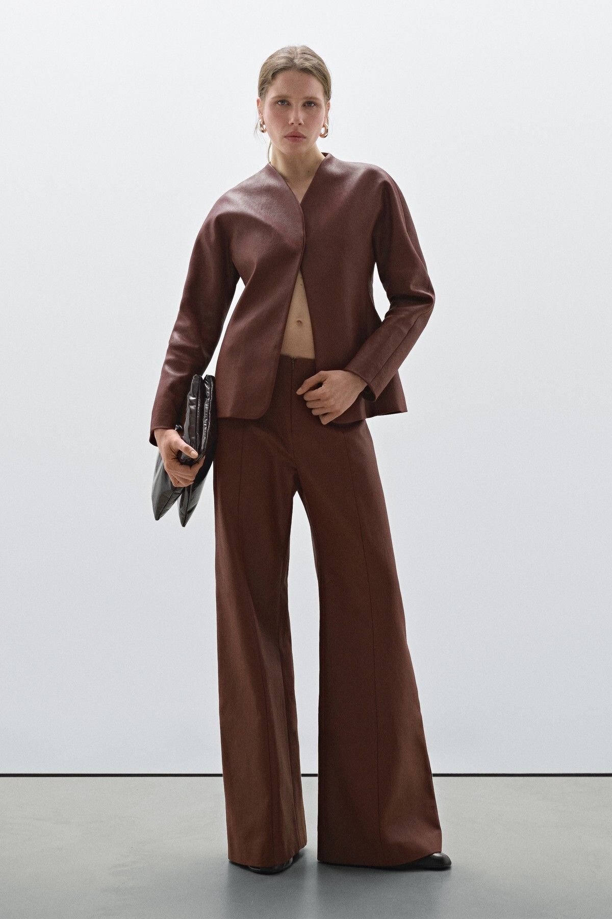 Massimo Dutti Dikiş detaylı geniş paça pantolon - Studio