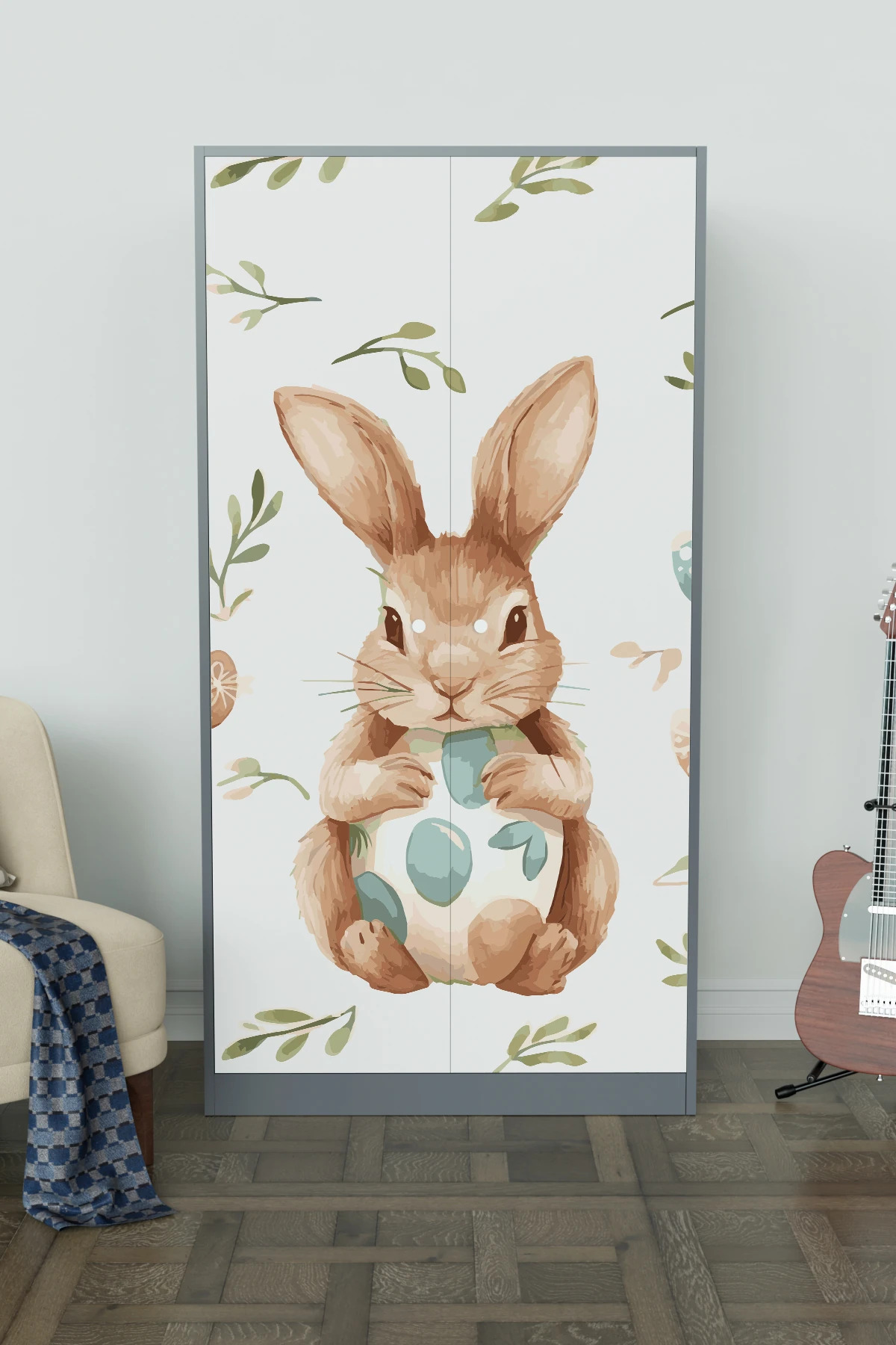 Hediyeler Kapında Pretty Rabit Design "Calista" Gardırop 5 Raflı Askılı Çocuk Odasi Elbise Dolabı fotoğrafı 2 (önizleme)