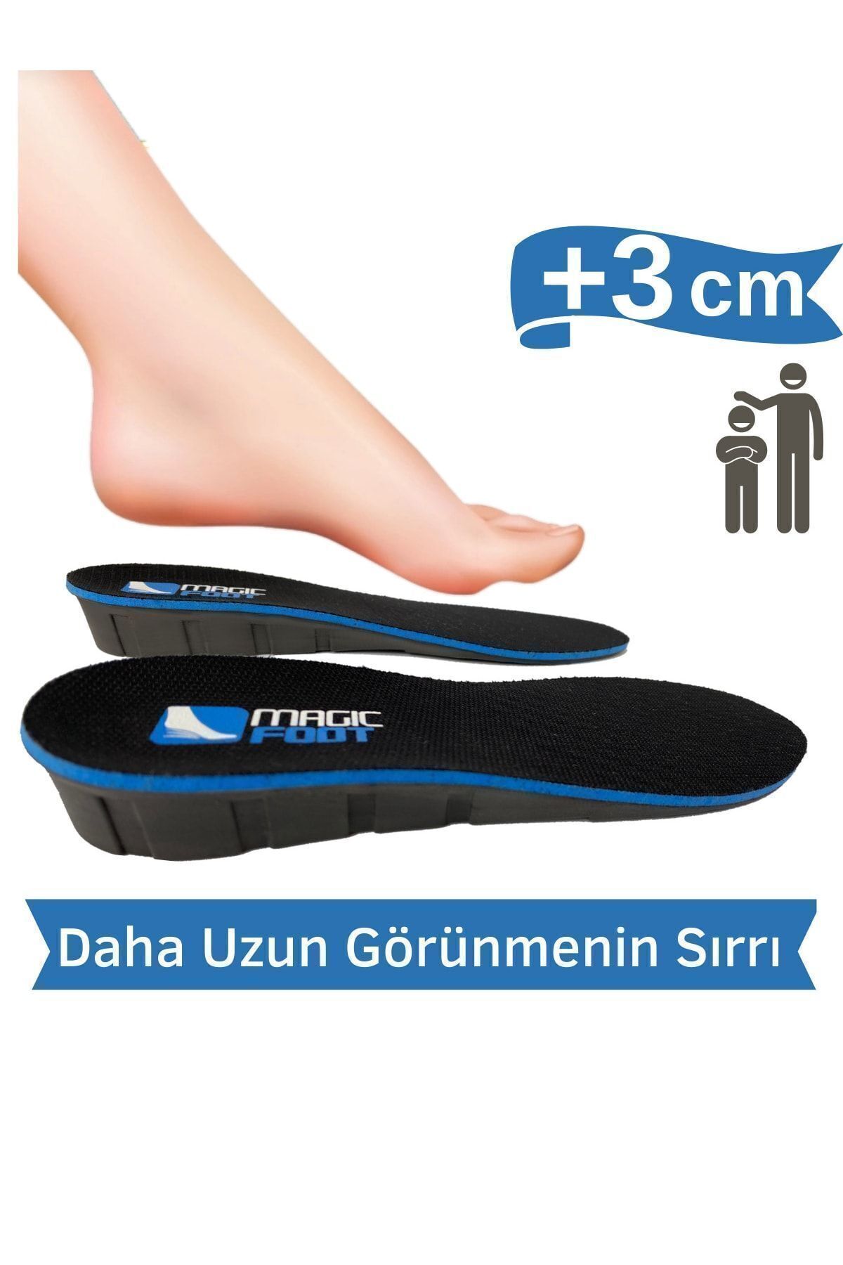 AboutThePerfect Geliştirilmiş Gizli Boy Uzatıcı Tabanlık +3 cm Uyumlu ve Konforlu Ayakkabı Aksesuarı