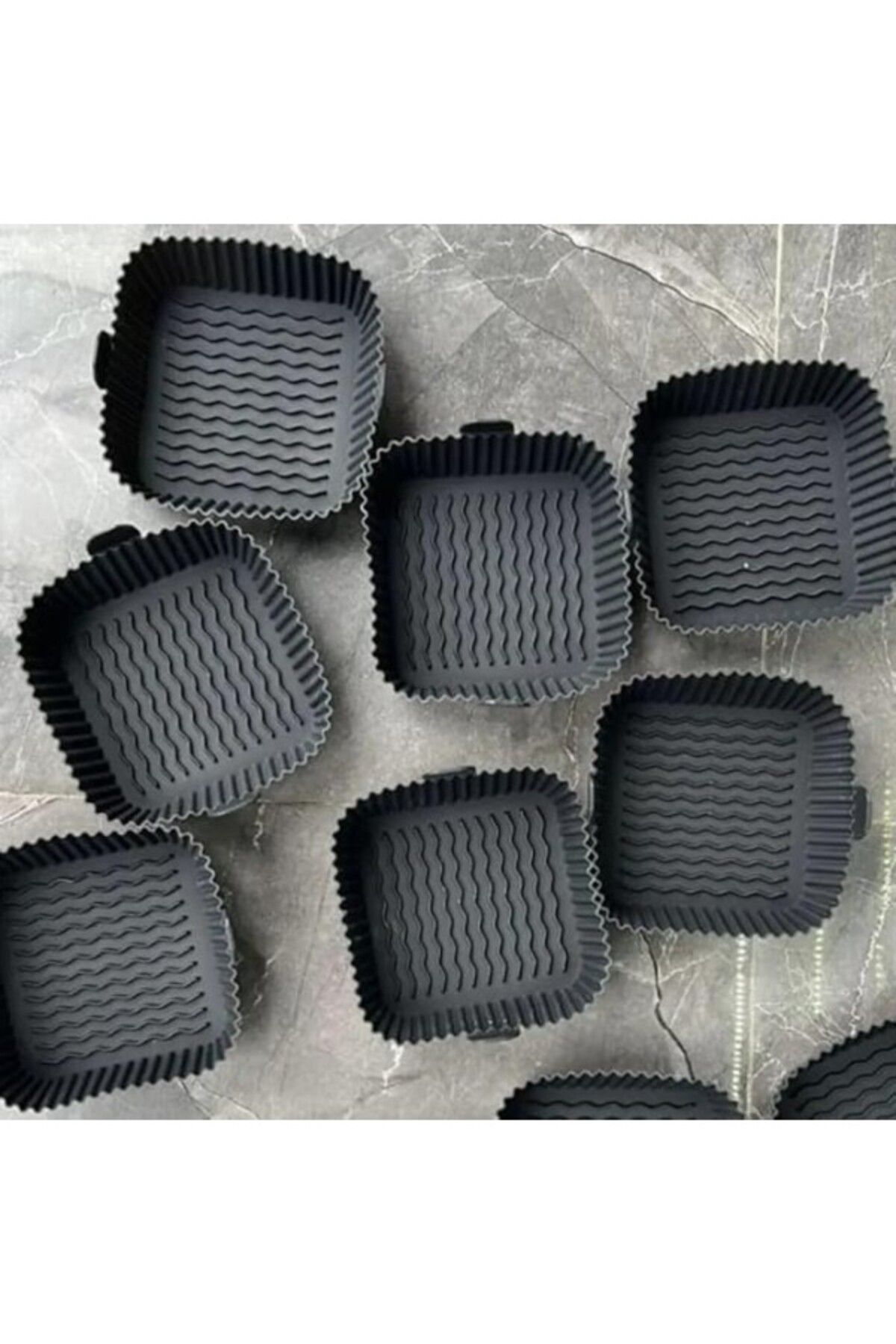 ShopZum Airfryer Silikon Pişirme Kabı, Kare Hava Fritözü Aksesuarı, Tüm Airfryerlara Uyumlu