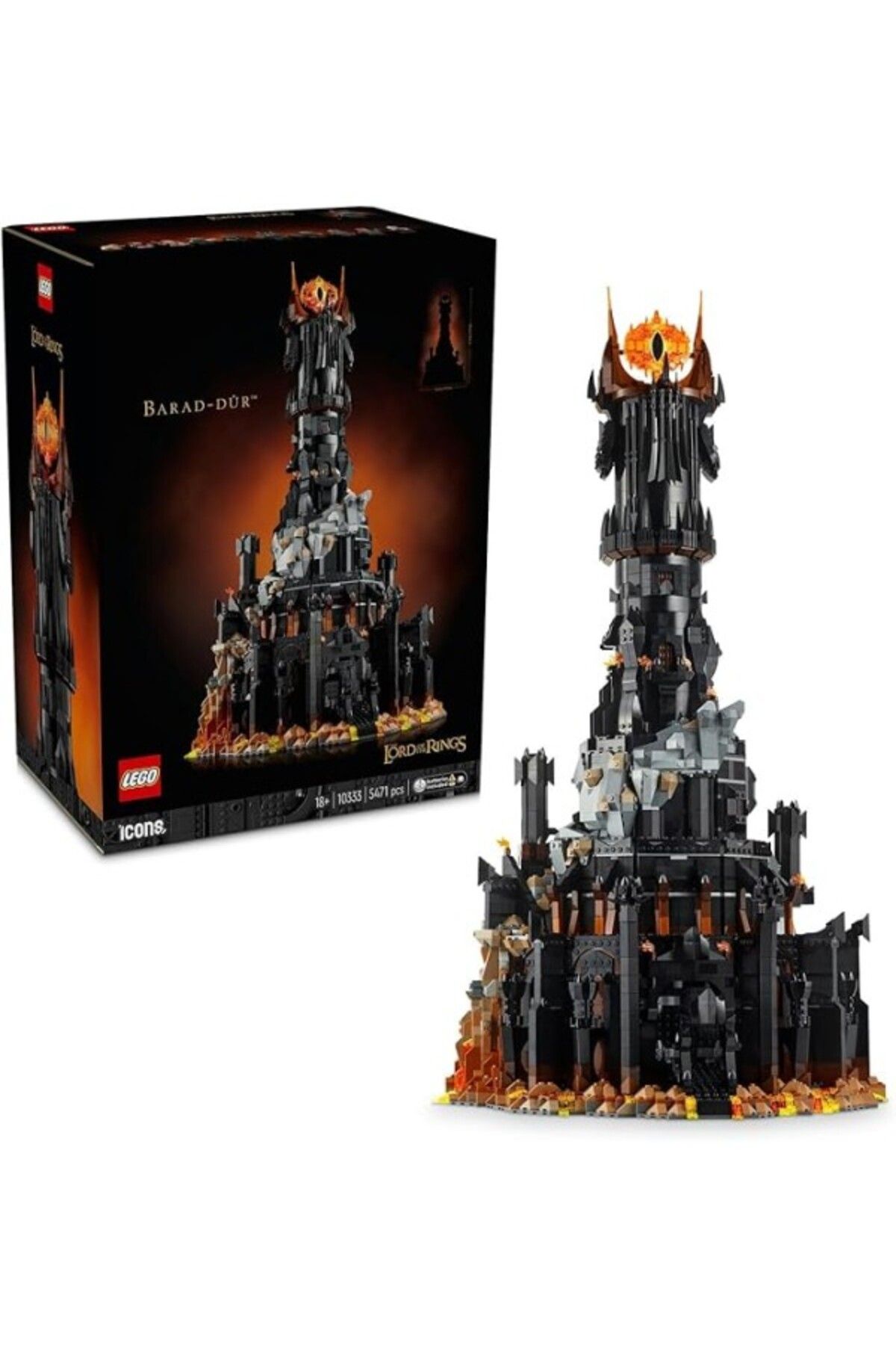 ShopZum Icons Yüzüklerin Efendisi: Barad-Dûr 10333 – Yetişkinlere Yapım Seti, Sauron, Gothmog, Ork