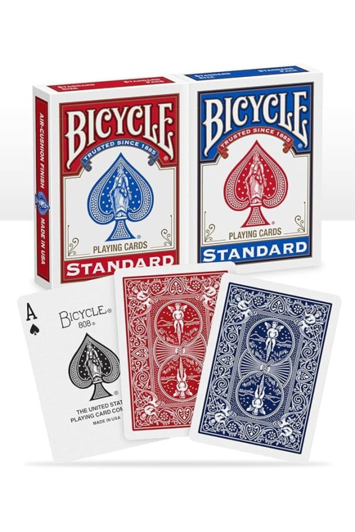 ShopZum Bicycle Standart Endeks Oyun Kağıdı Destesi, Kırmızı/Mavi, Poker Boyu, 2 Paket
