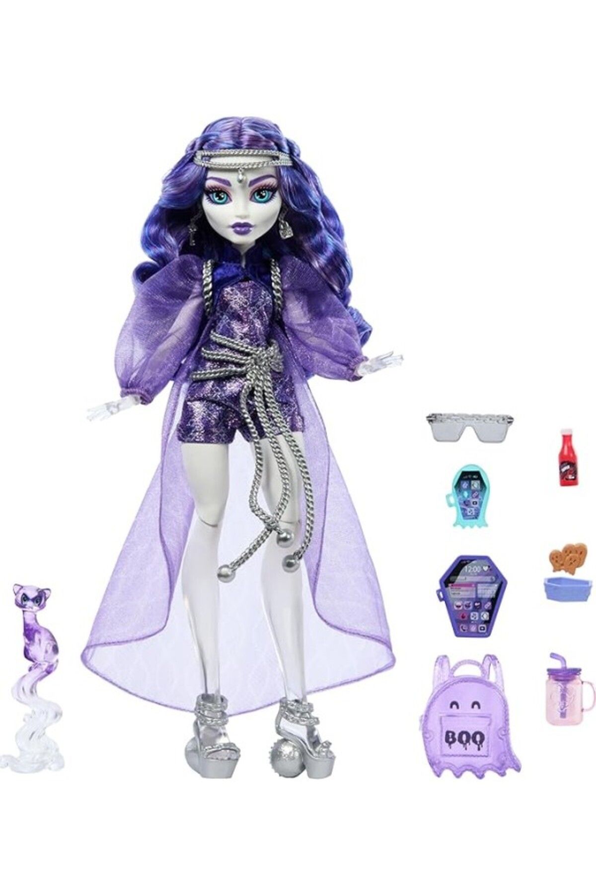 ShopZum Monster High Spectra Vondergeist Bebek Evcil Gelinciği Rhuen Ve Aksesuarlarıyla Monster High Spectr