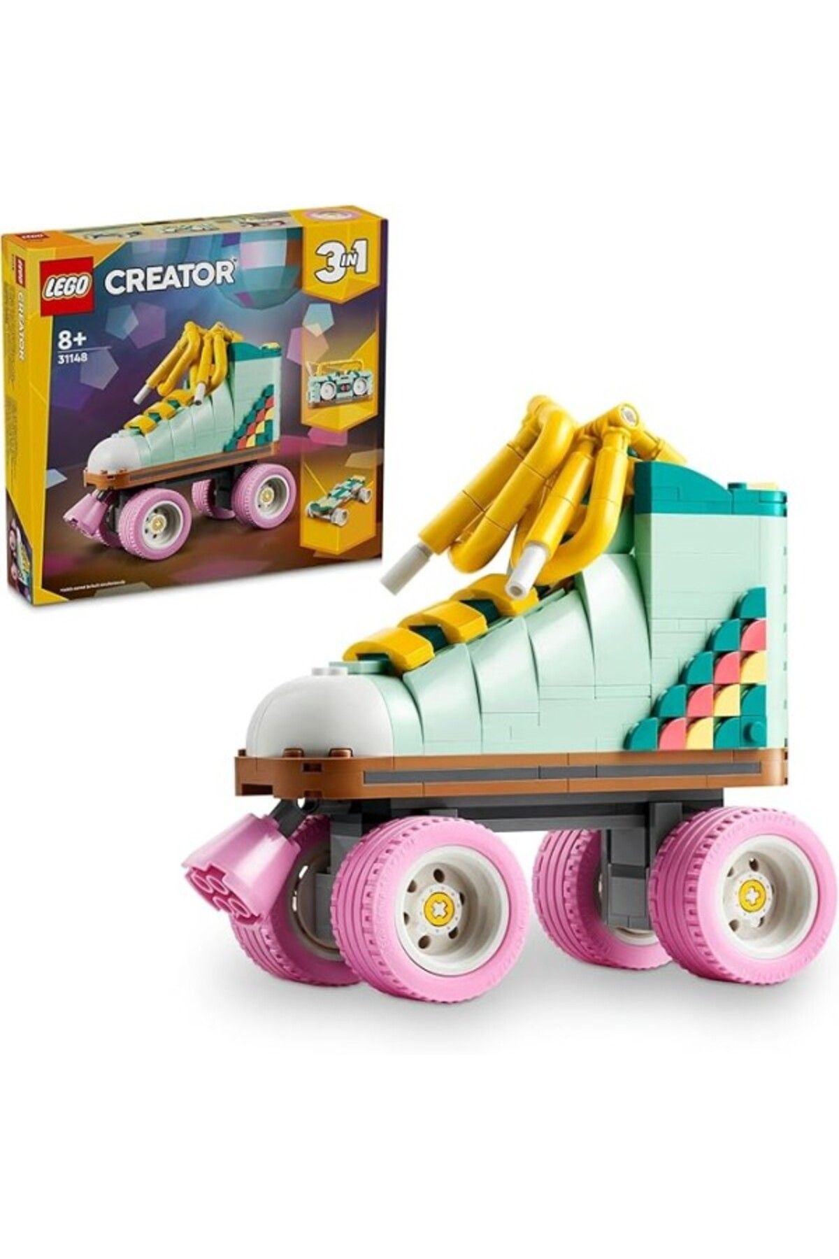 ShopZum Lego Creator Retro Paten 31148-8 Yaş Ve Üzeri Çocuklar Için Mini Kaykay Ve Kasetçalar Model
