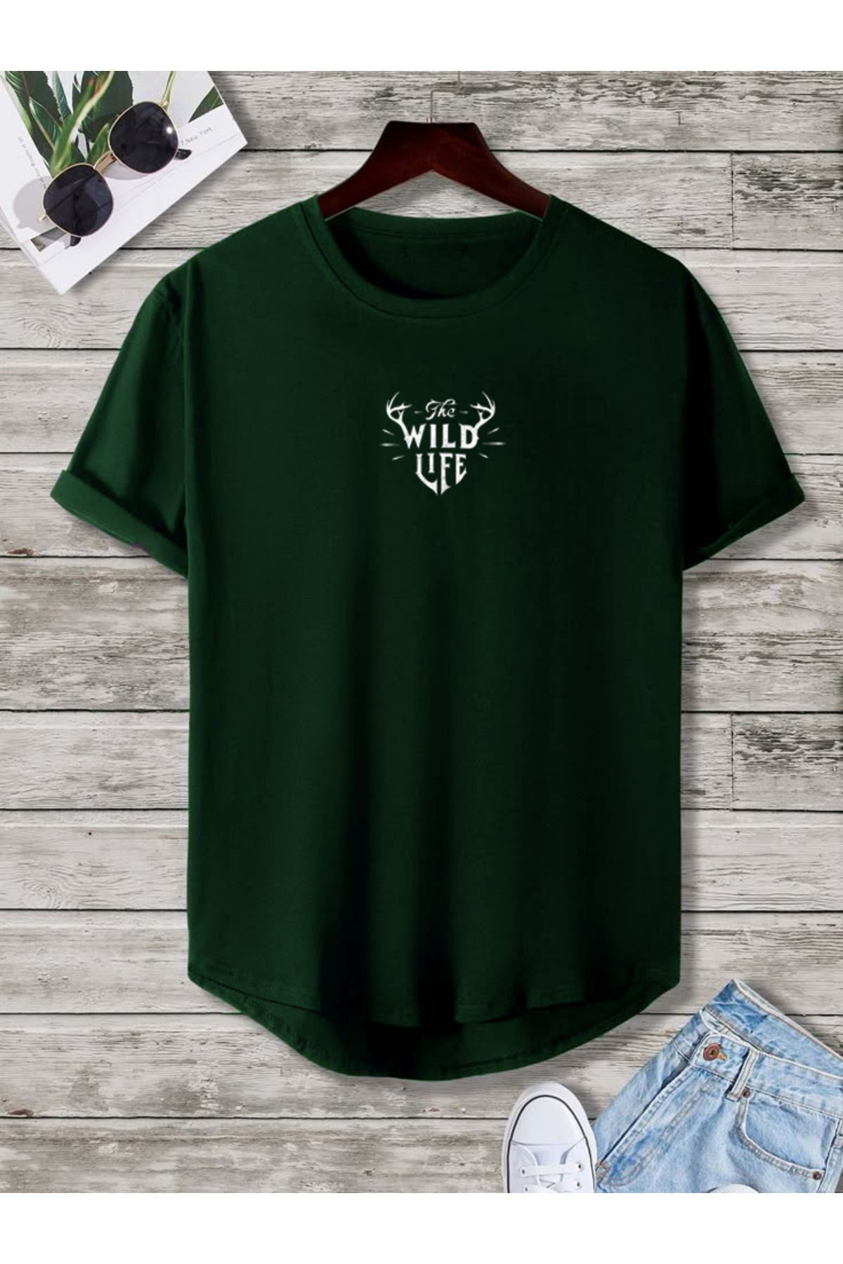 FAVORİST THE WILD LIFE Oval Etek Pamuklu Yazlık Unisex Tshirt Karışık Baskılı
