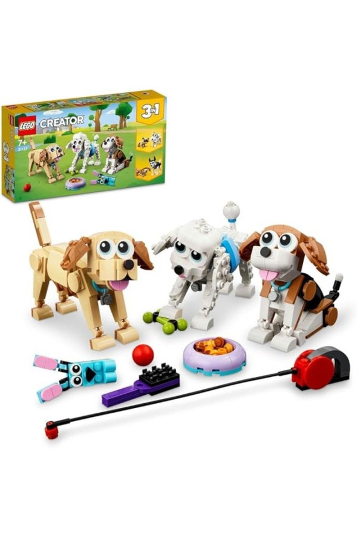 ShopZum Lego Creator Sevimli Köpekler 31137-7 Yaş Ve Üzeri Çocuklar İçin Beagle, Poodle Ve Labrador