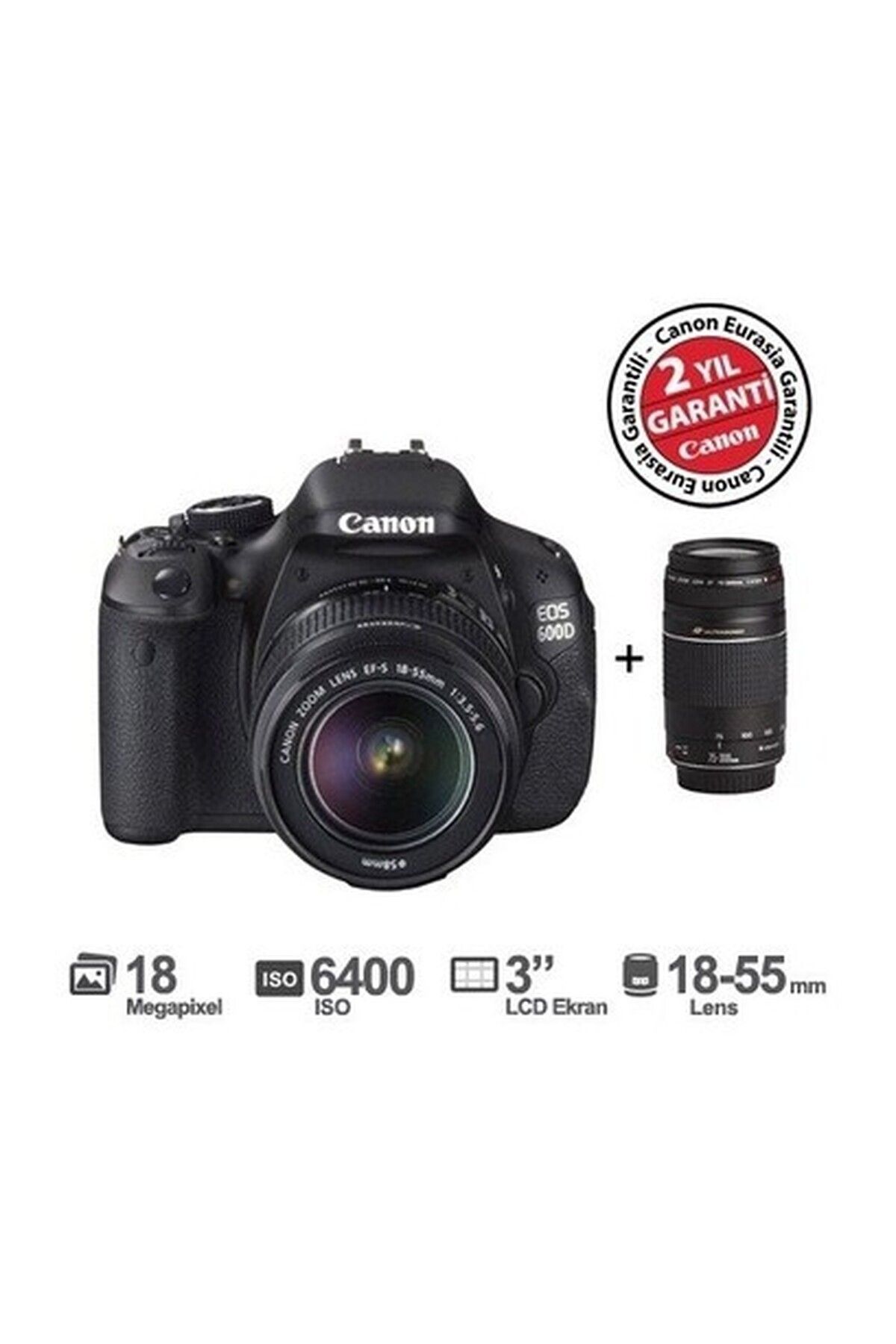 Canon Eos 600D 18-55 + 75-300 mm DC 18 MP 3.0\