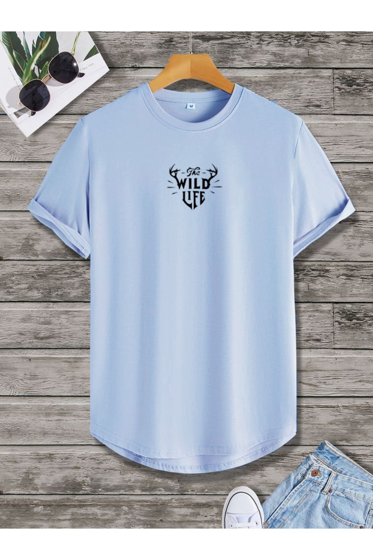 FAVORİST THE WILD LIFE Oval Etek Pamuklu Yazlık Unisex Tshirt Karışık Baskılı