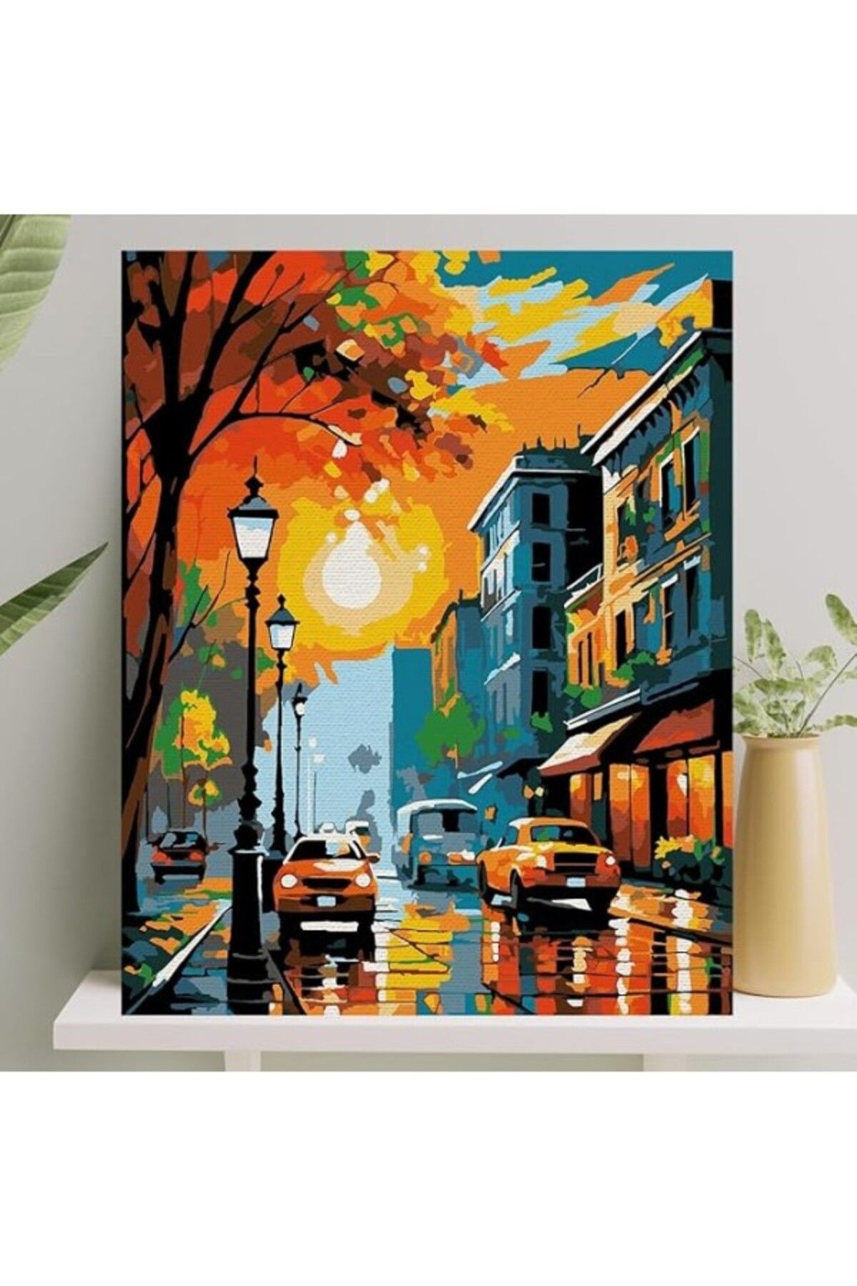 ShopZum Sayılarla Boyama Tuval Seti Fırça Boya Dahil (Çıtalı) 40X50 Cm - Cadde
