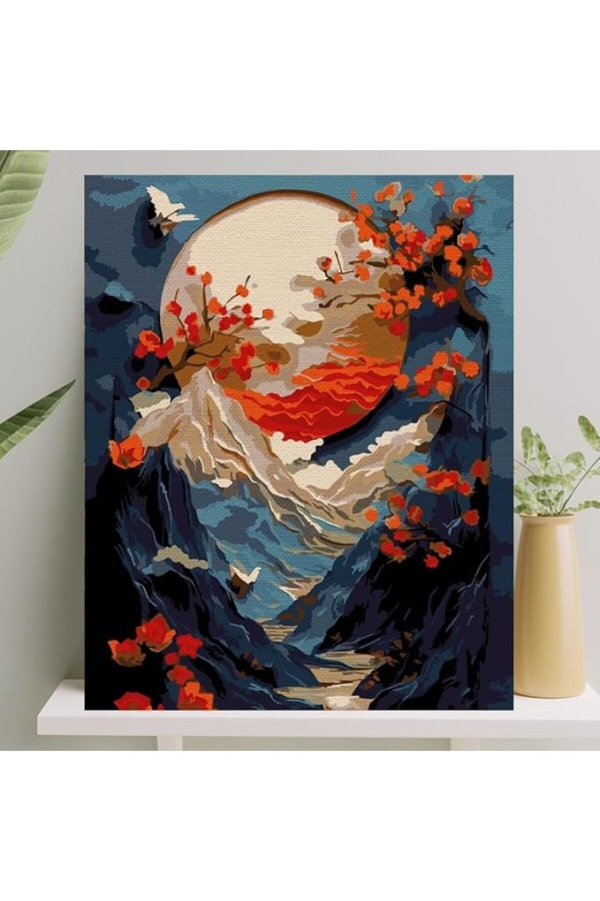 ShopZum Sayılarla Boyama Tuval Seti Fırça Boya Dahil (Çıtalı) 40X50 Cm - Dağlar