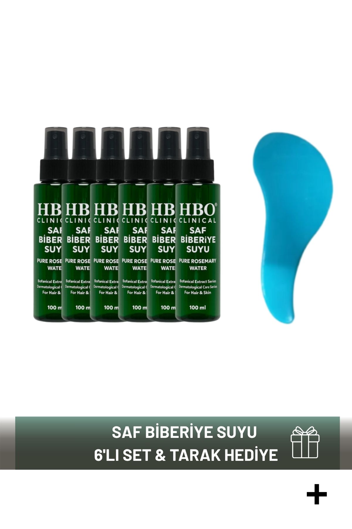 hbo Clınıcal Saf Biberiye Suyu 6'lı Set + Tarak Hediyeli