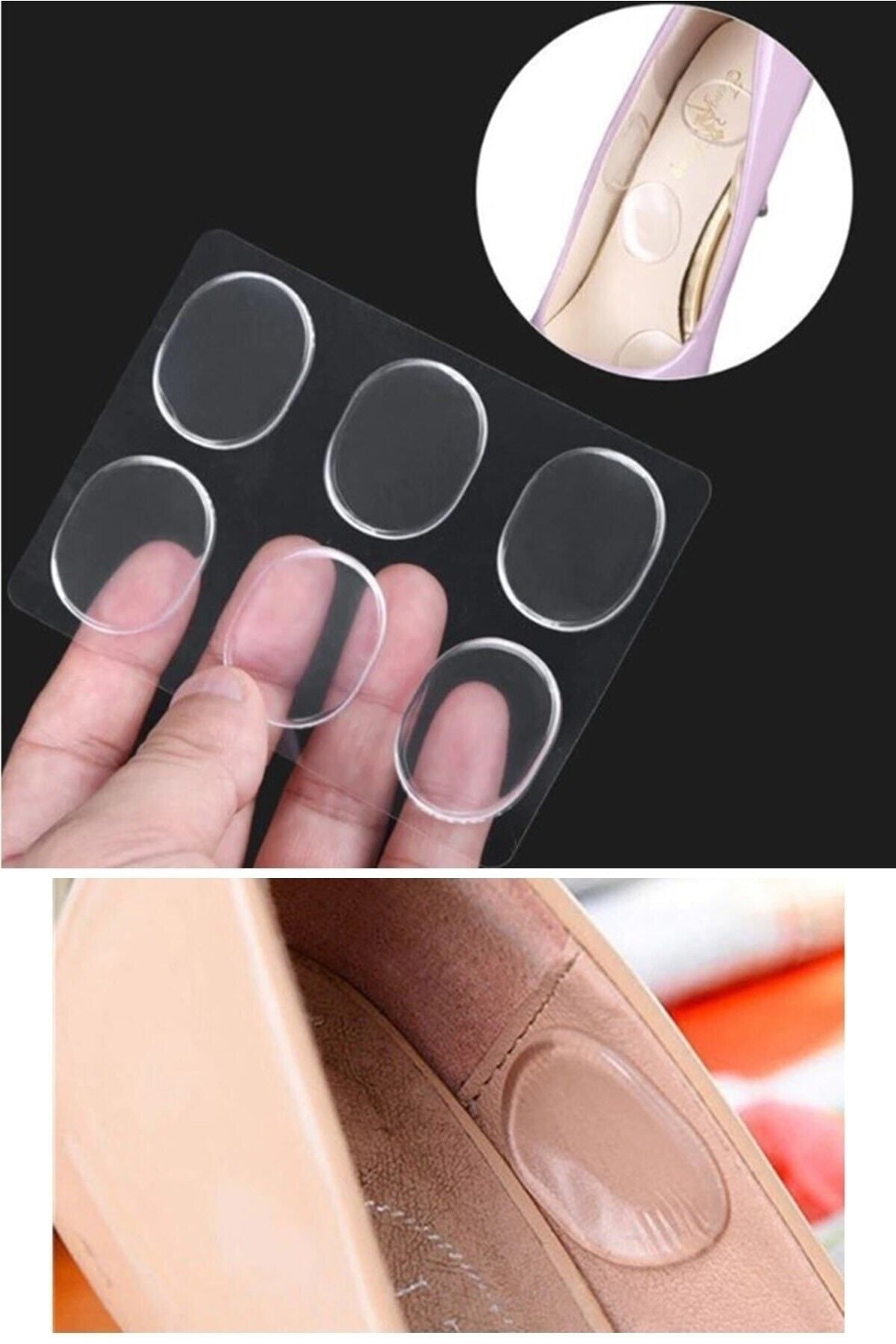 AboutThePerfect 6'lı Silikon Jel Topuk Pedi, Rahat ve Koruyucu Ayakkabı Aksesuarı
