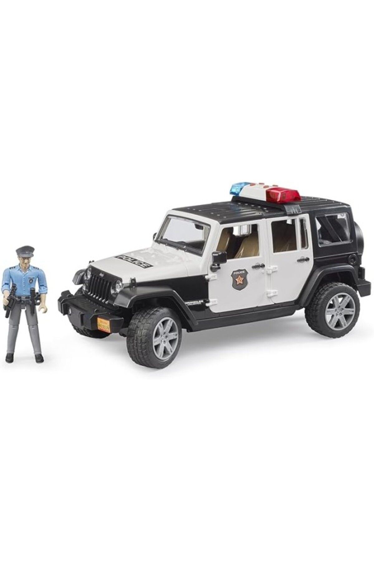 ShopZum Bruder - Jeep Wranger U.R. Polis Aracı Ve Açık Tenli Memur Ölçekli Model