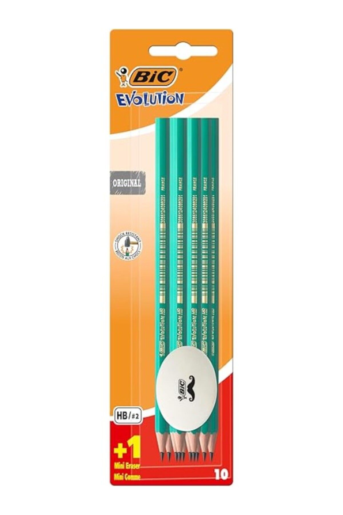 ShopZum Evolution Hb Kurşun Kalem Ve Silgi Seti, 10 Hb Uçlu Kurşun Kalem Ve 1 Silgi, Altıgen Gövde Ile