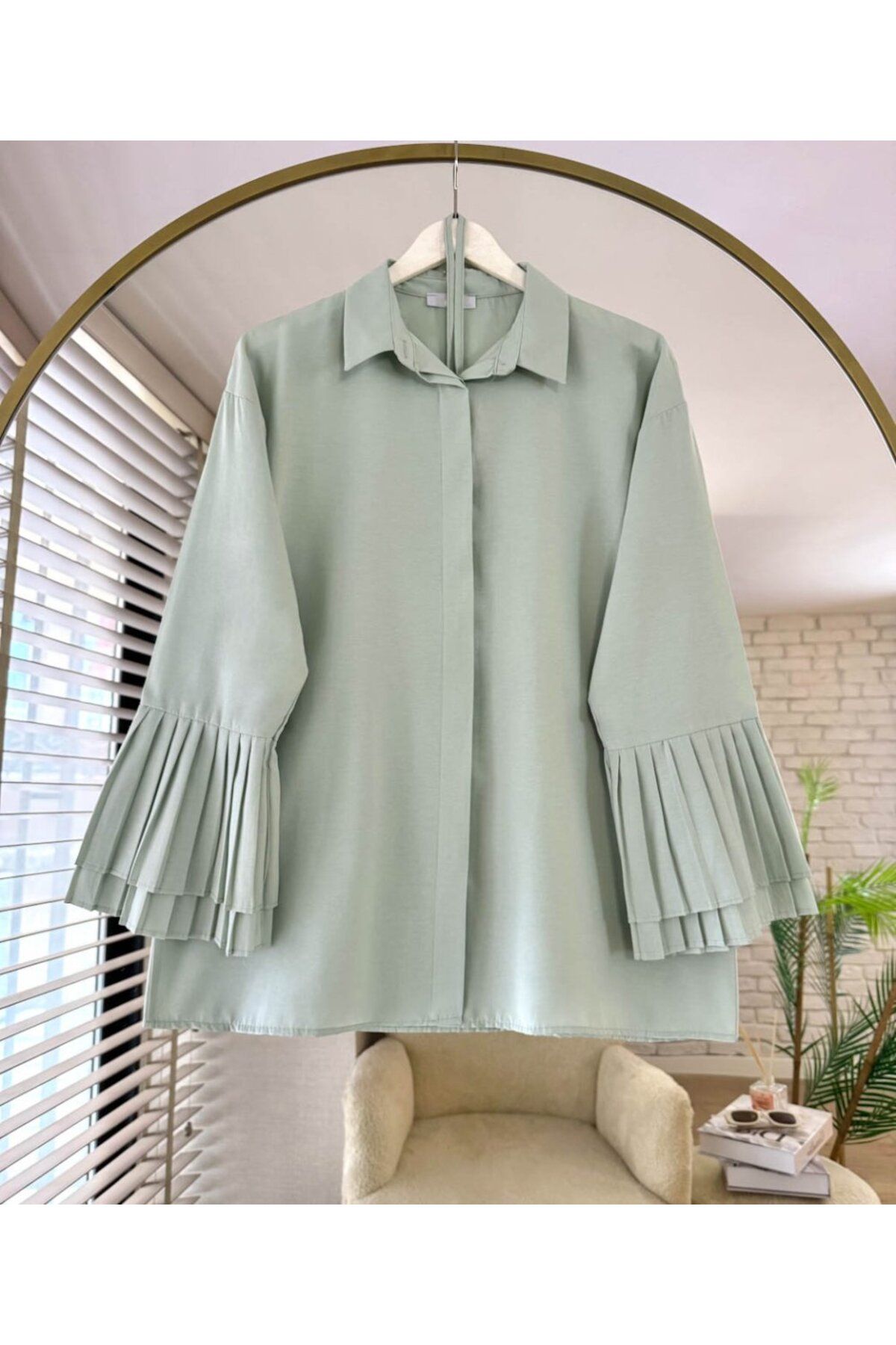 ensade " Oversize Pile Kol Kadın Gömlek Modeli"
