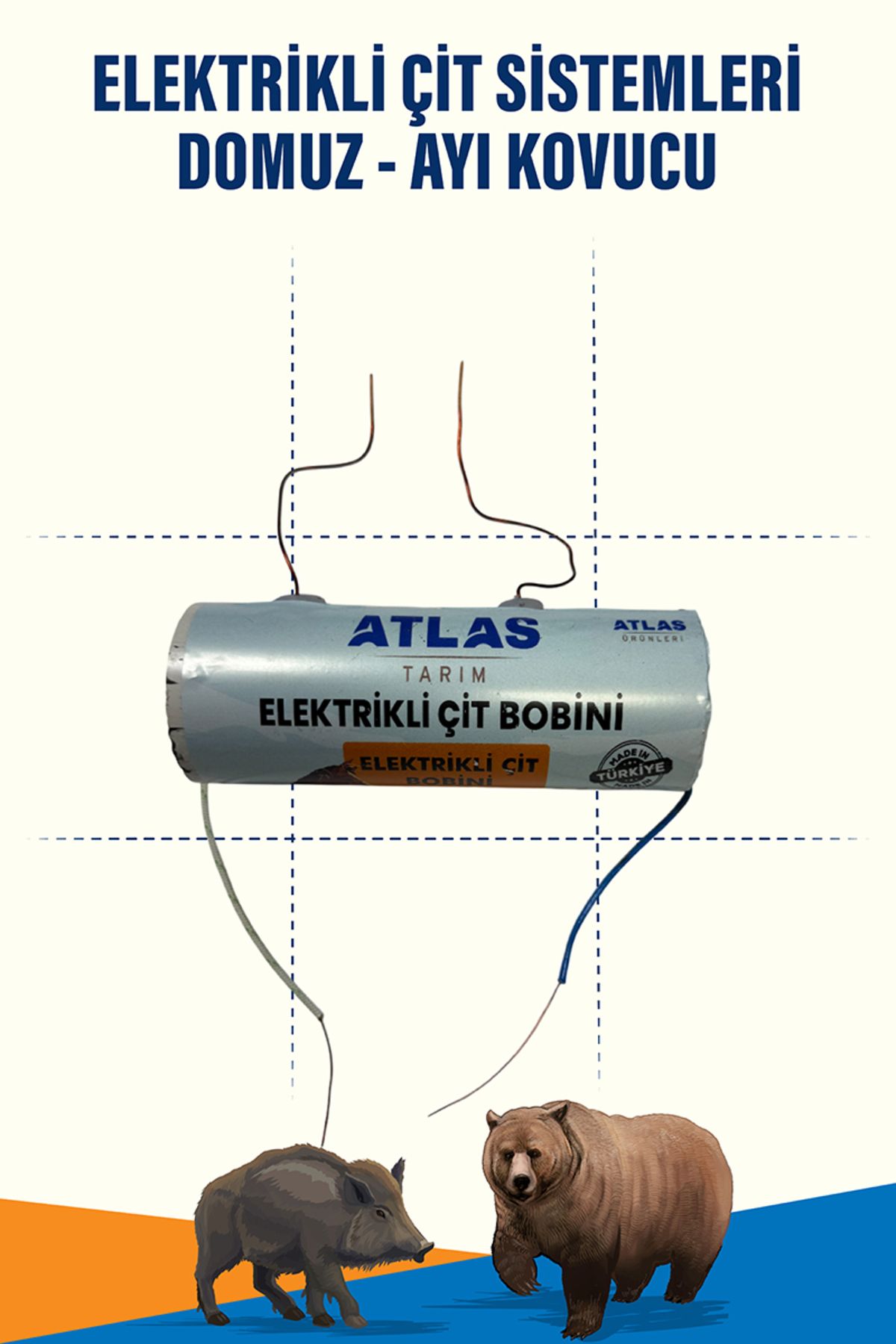 ATLAS ÜRÜNLERİ ATLAS ELEKTRİKLİ ÇİT BOBİNİ 30.000 VOLT DOMUZ AYI KOVUCU