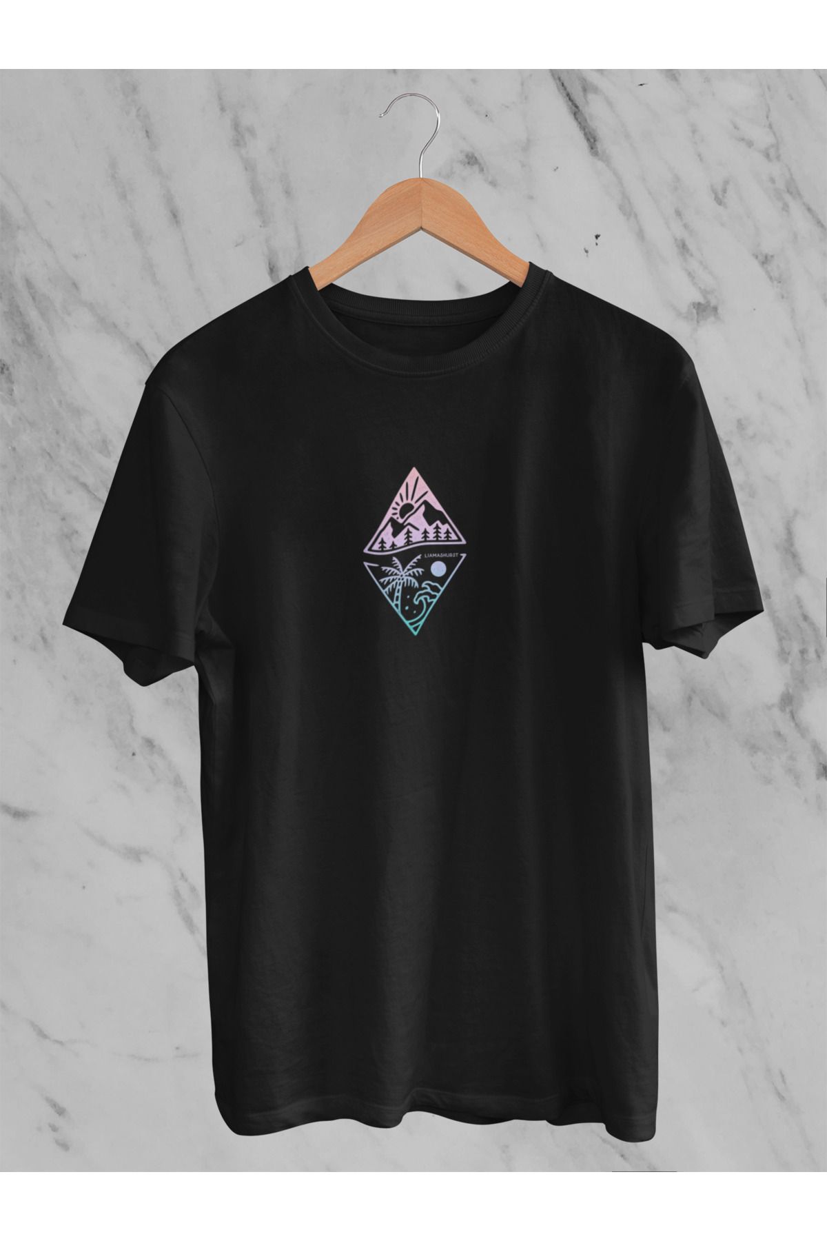 MAGORS PALMIYE BASKILI BİSİKLET YAKA PAMUKLU OVERSIZE KALIP KISA KOLLU KADIN VE ERKEK TSHIRT