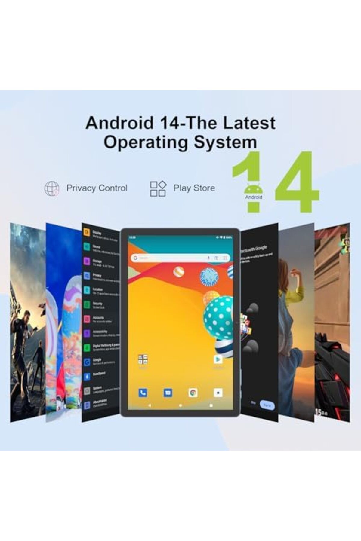 CIDEA-C idea 10.5 inch Tablet, 8GB+1TB Tablet PC with Android 14, Dual SIM, 5G LTE 1280x2000 2KHD Touch Sc 8