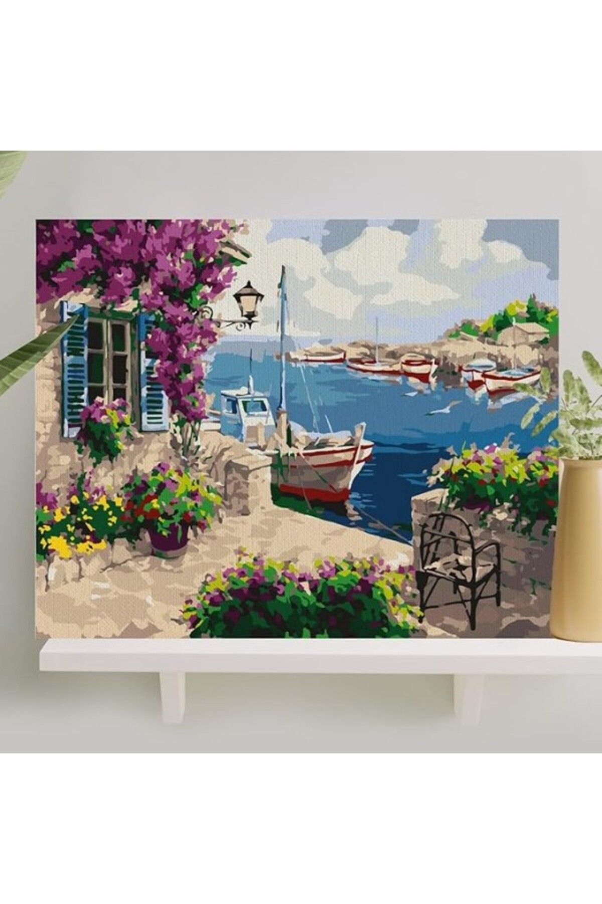 ShopZum Palmiye Hobi Sanat Sayılarla Boyama Tuval Seti Fırça Boya Dahil (Çıtalı) 40X50 Cm - Mor Sümbül