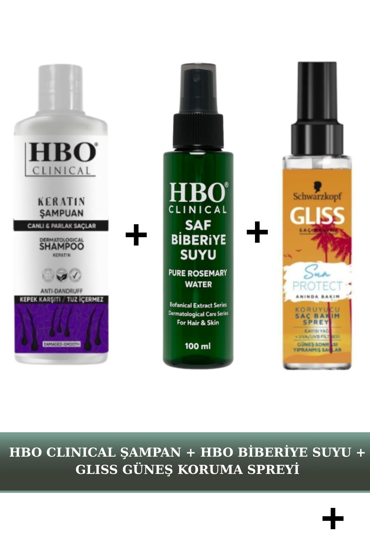 hbo Clınıcal Keratin Şampuan + HBO Clınıcal Saf Biberiye Suyu + Glıss Güneş Koruma Spreyi