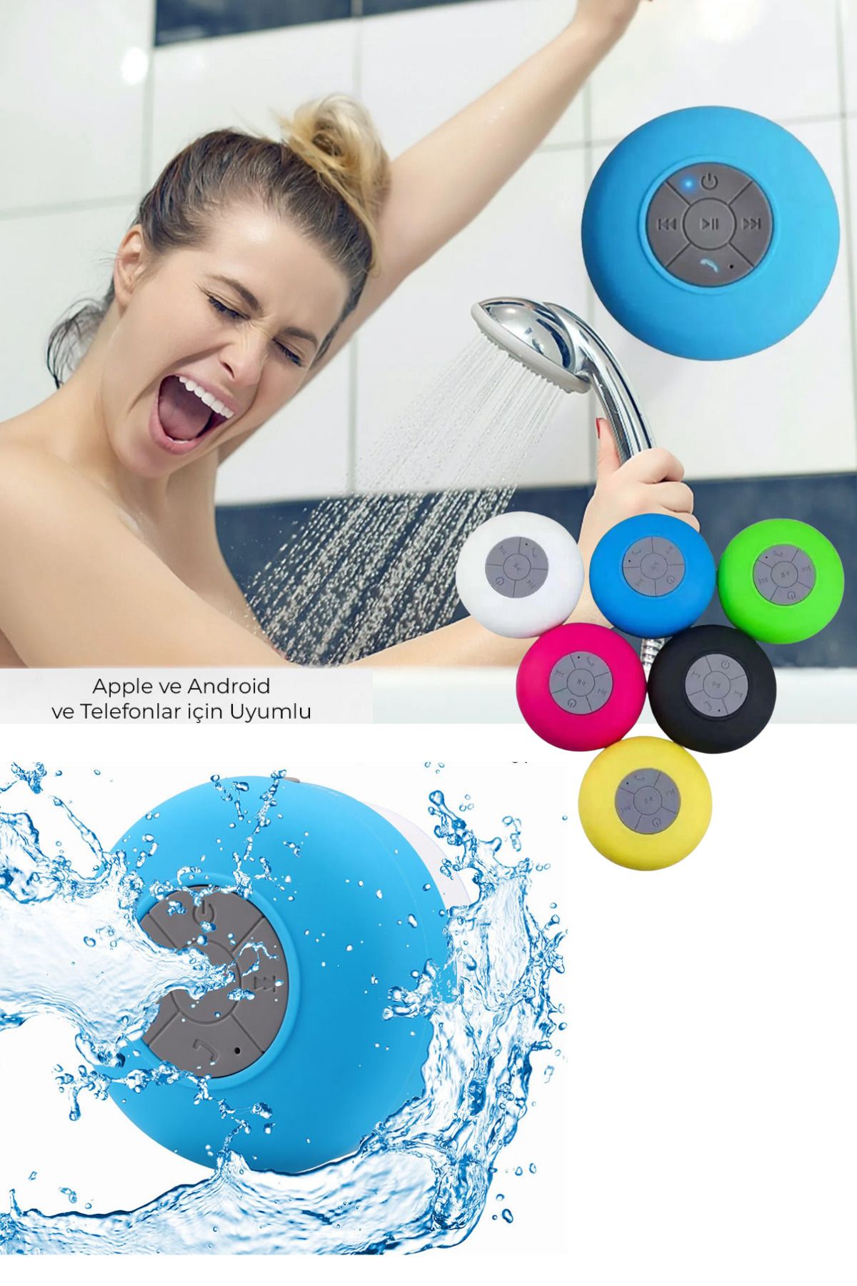 Shopura Bluetooth Speaker Taşınabilir Ses Bombası Stereo Yüksek Kalite Hoparlör Duş Hoparlörü