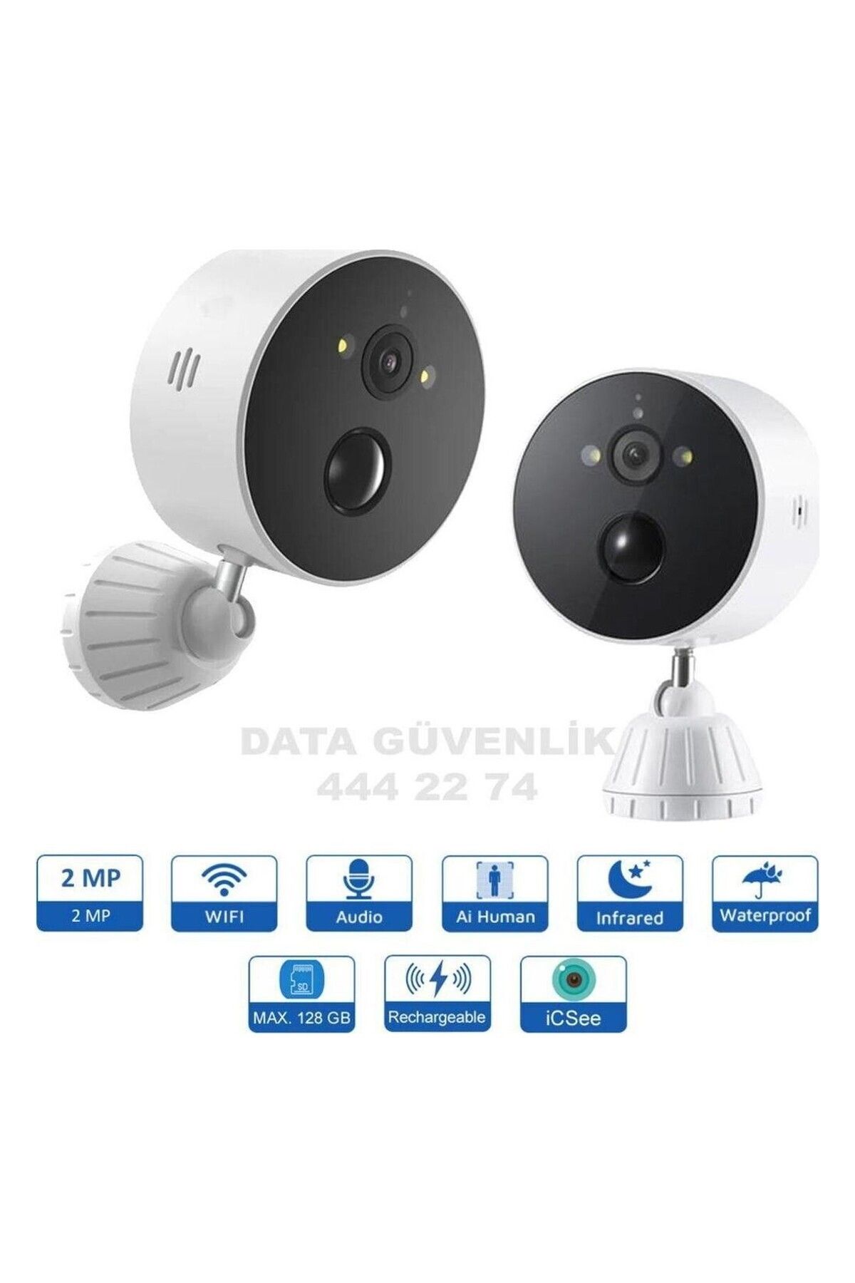 DATA Güvenlik Kablosuz Harekete Duyarlı Pilli Şarj Edilebilir Kamera Full Hd 1080P