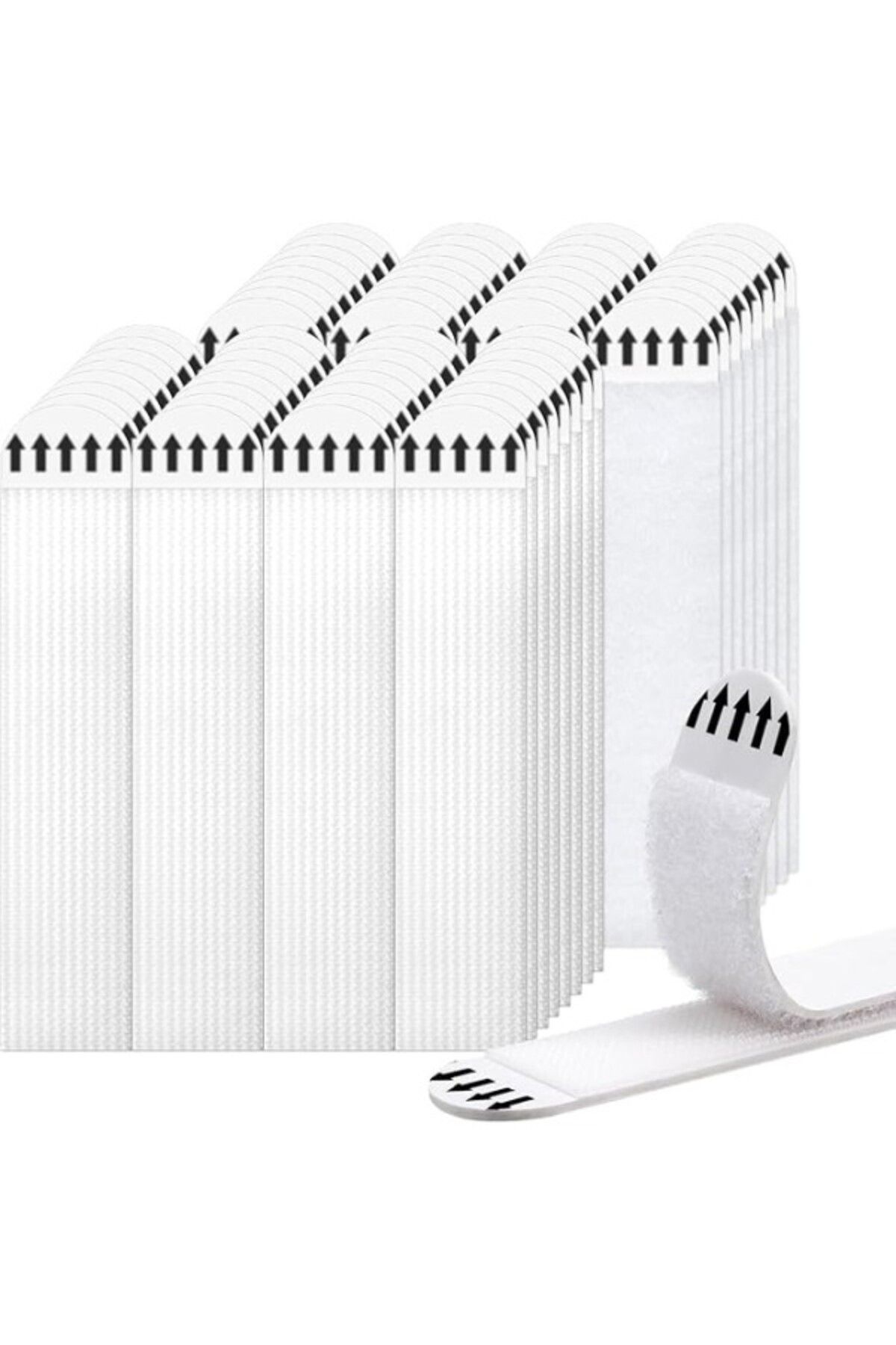 ShopZum Kendinden Yapışkanlı Cırt Cırt Bant, Beyaz, 4 Çift, Güçlü Yapışma Özellikli (Beyaz, Orta Boy 69Mm)