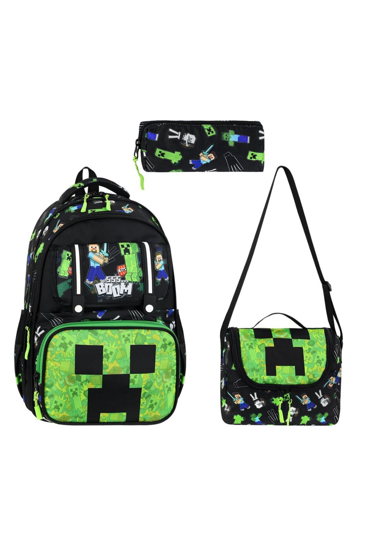 Çanta Sepetim Minecraft Beslenme Çantalı Kalemlikli Okul Çantası