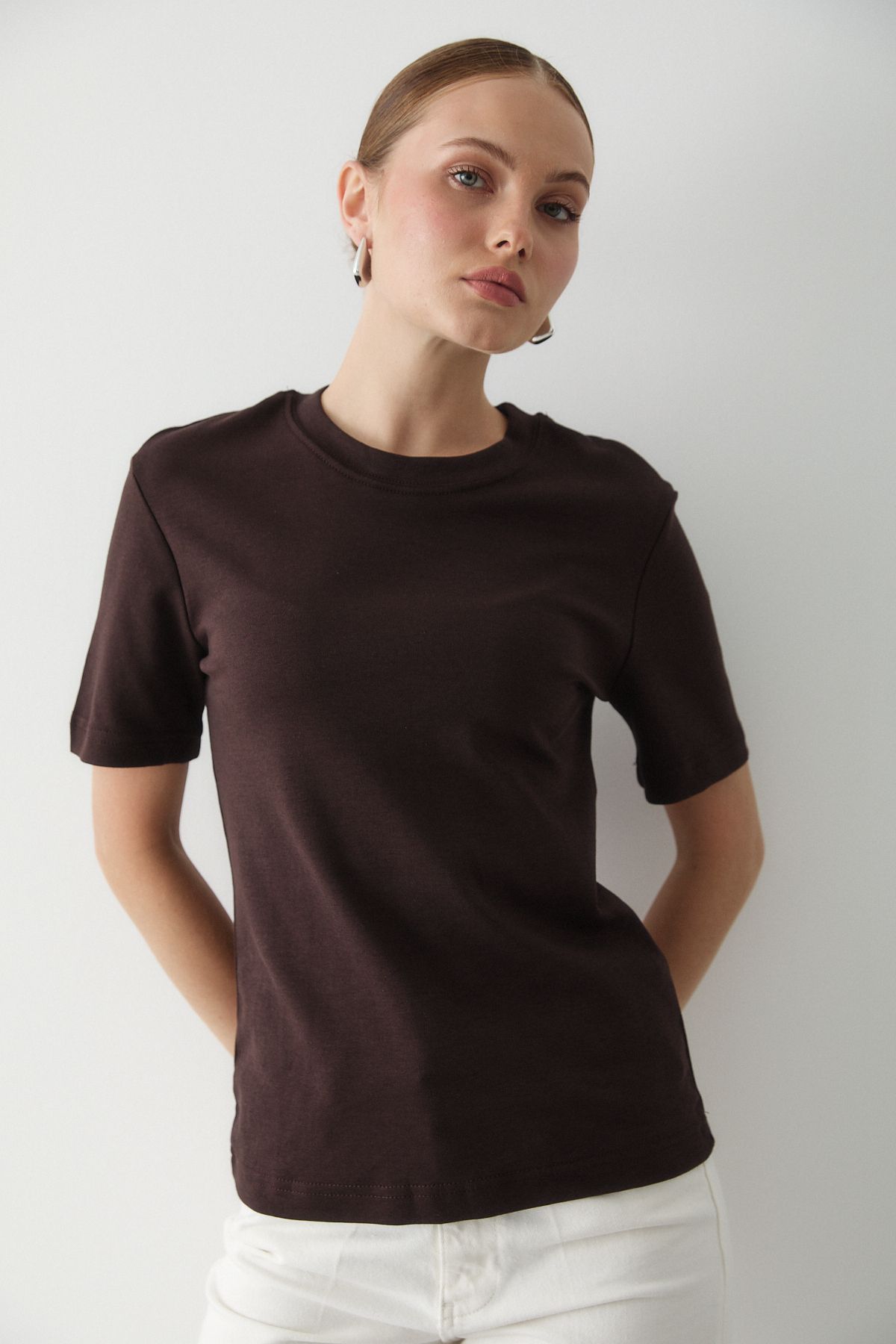 Laluvia Acı Kahve Basic Tshirt - 1075