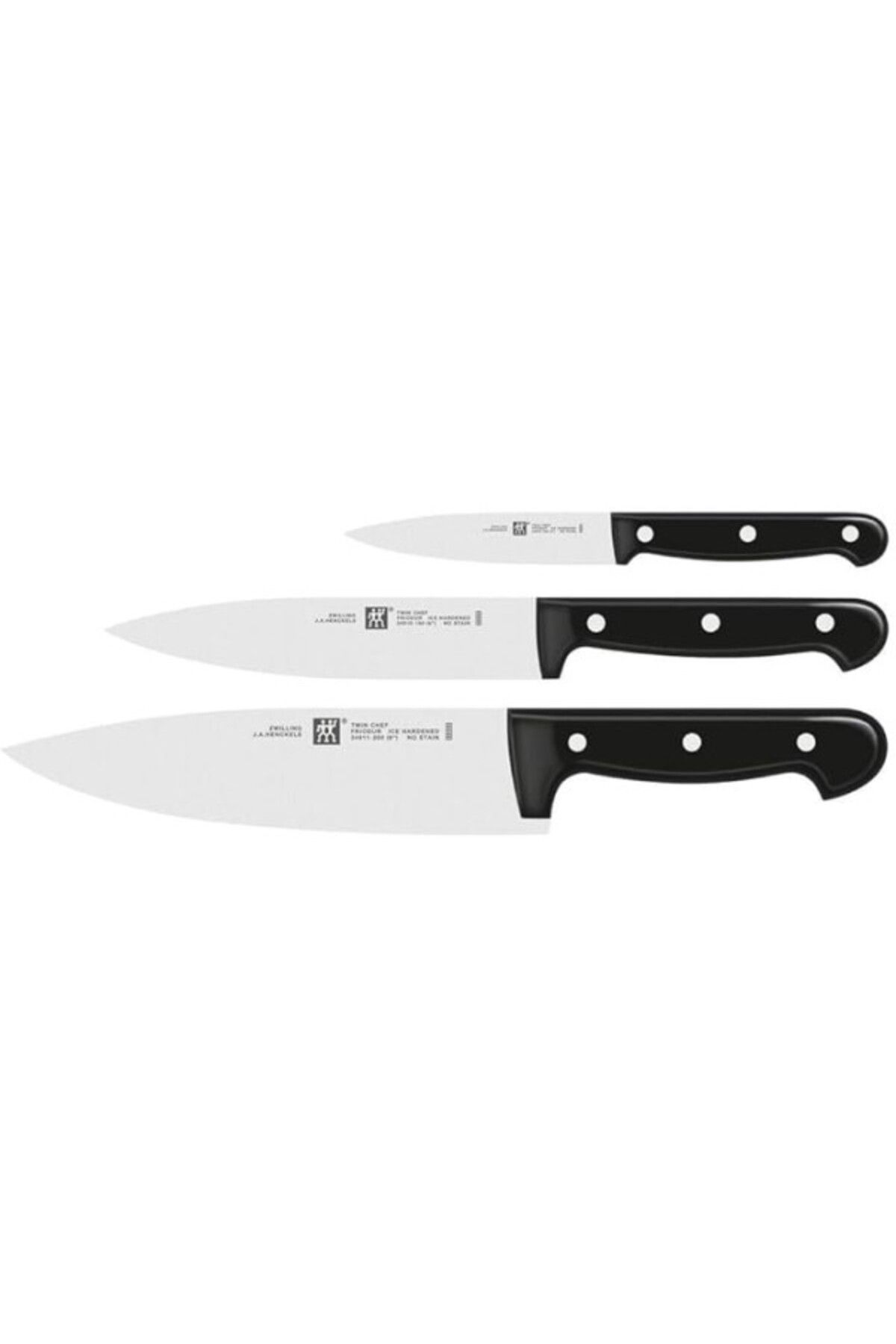 ShopZum Zwilling Twın Chef 3 Bıçak Seti, Paslanmaz Çelik, Siyah