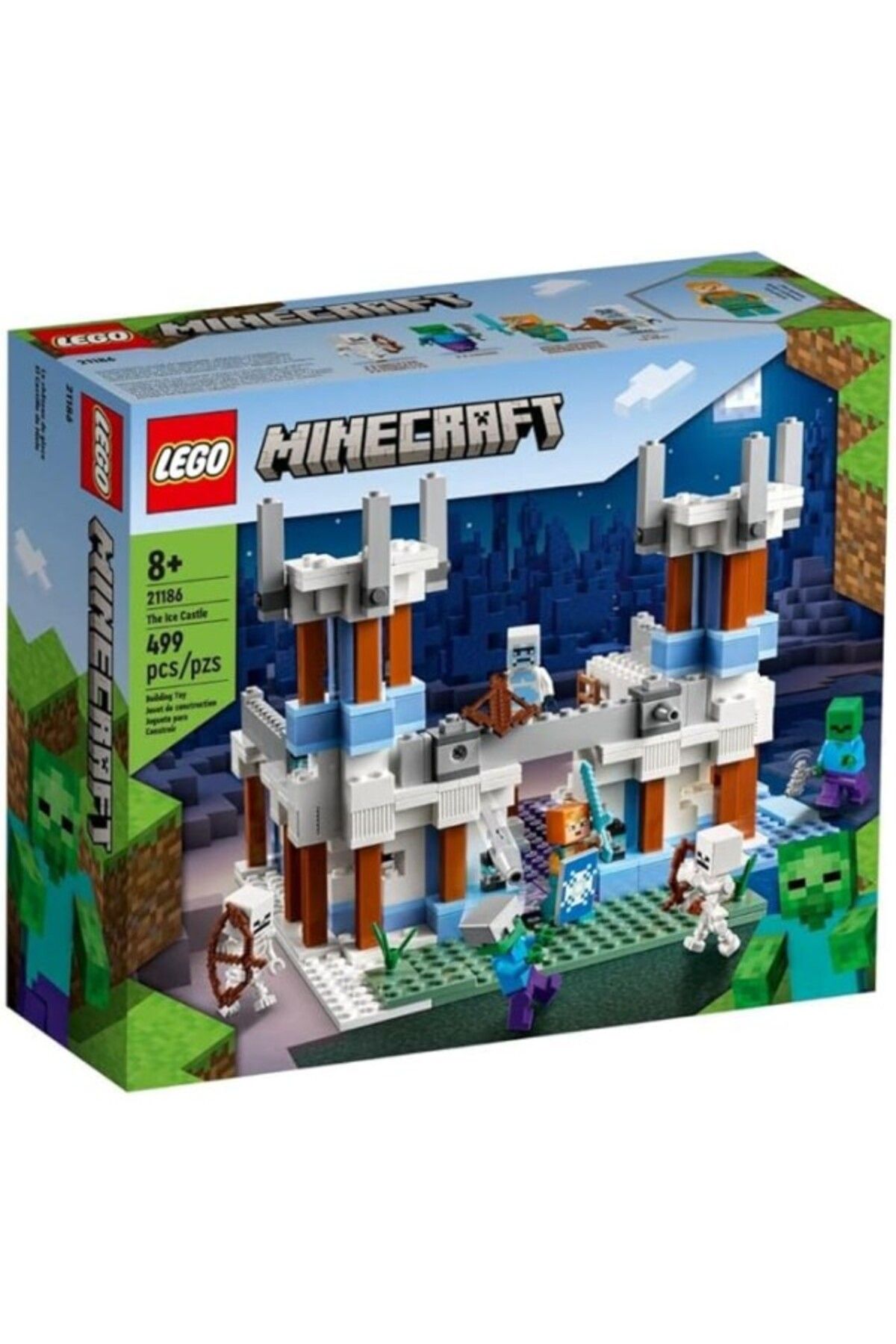 ShopZum Lego® Minecraft® Buz Kalesi 21186-8 Yaş Ve Üzeri Çocuklar Için İskeletli Oyuncak Yapım Seti (499