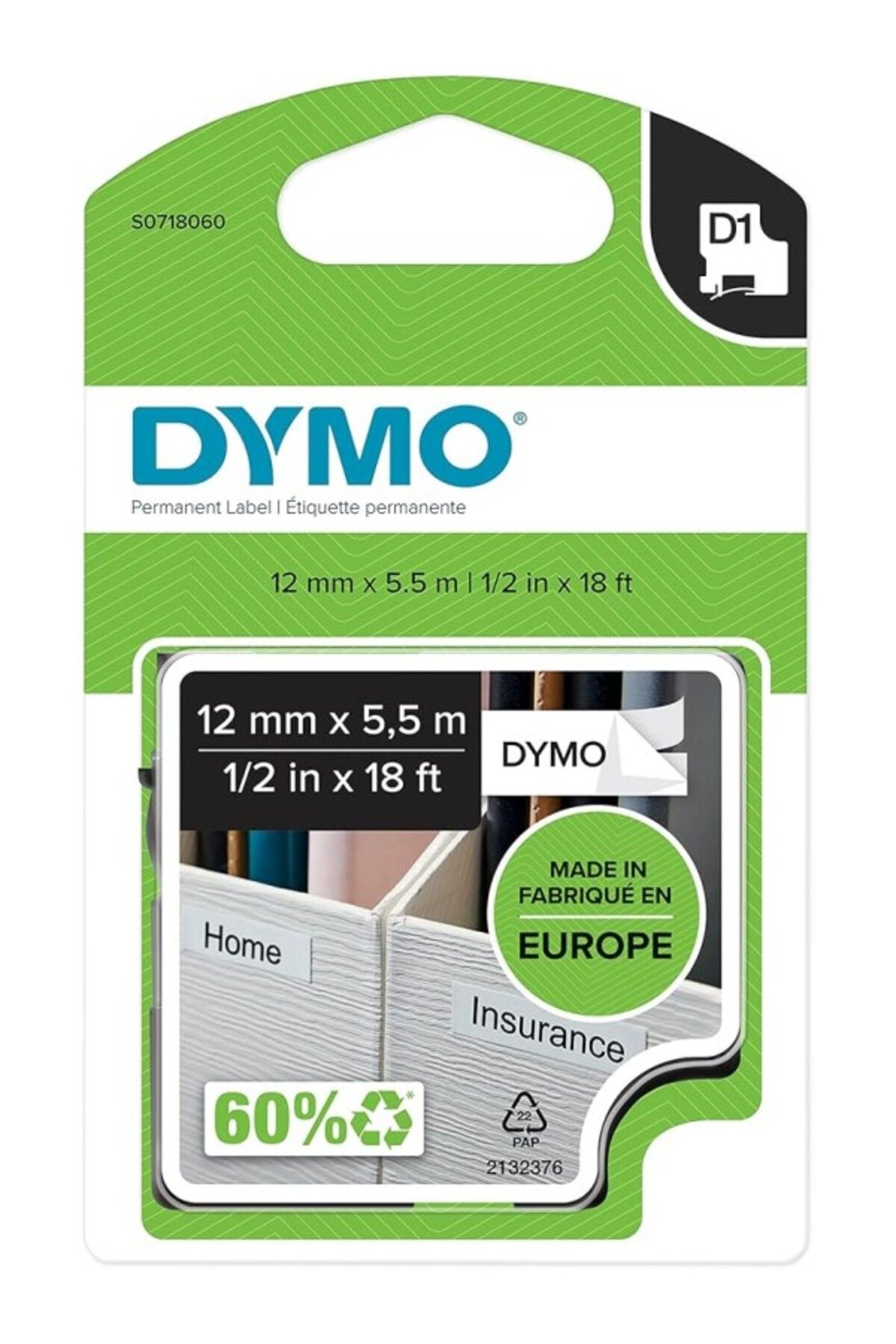 ShopZum S0718060, Yüksek Performans Kalıcı Polyester (12 Mm X 5,5 Mt), Siyah/Beyaz (16959)