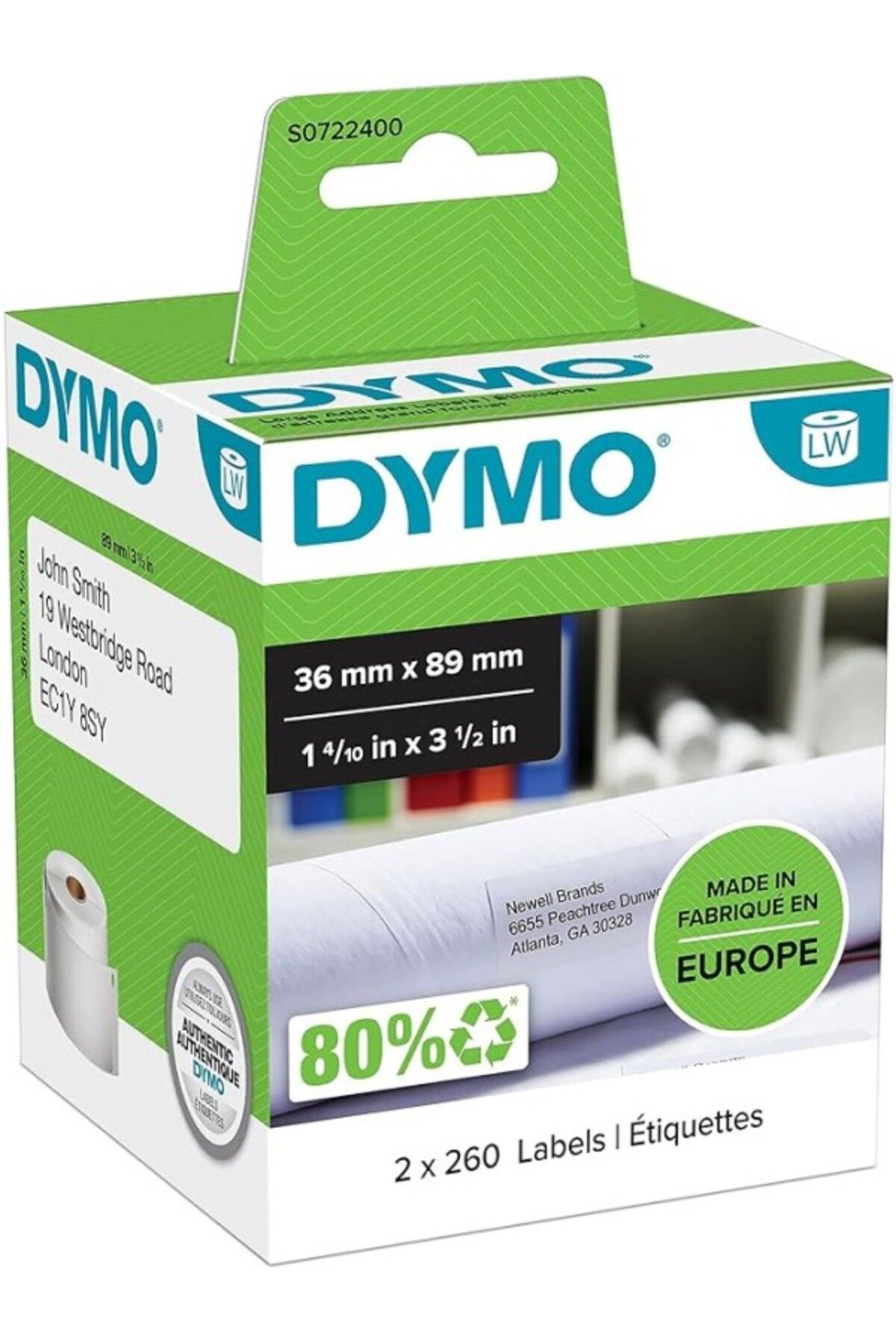 ShopZum S0722400, Lw Geniş Adres Etiketi, (89X36 Mm) 520 Etiket/Paket - (99012)