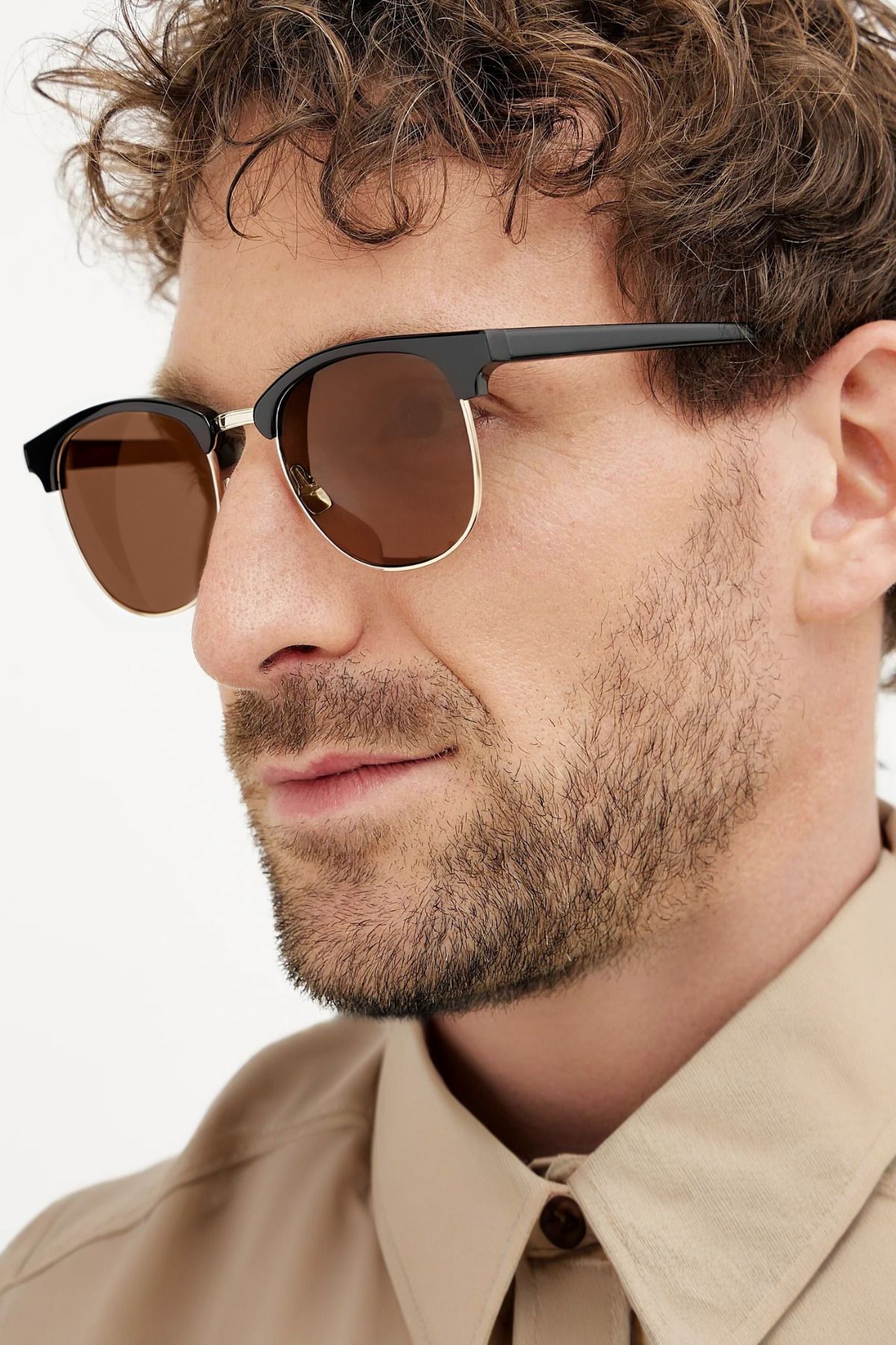 Chunky Frame Kahverengi Güneş Gözlüğü Unisex Uv400 Cam Clupmaster