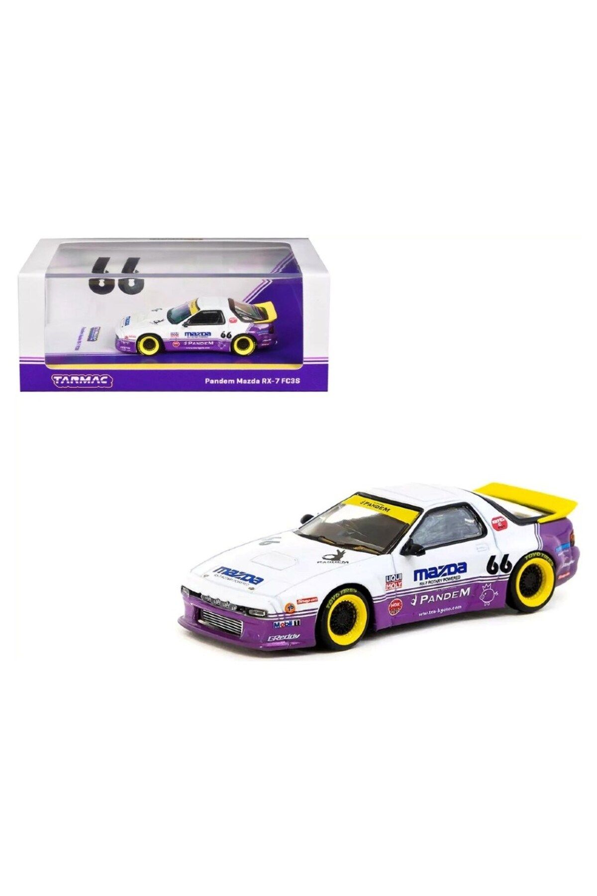 Tarmac Works Tarmac 1:64 Pandem Mazda RX-7 FC38 White & Purple T64-066-WP