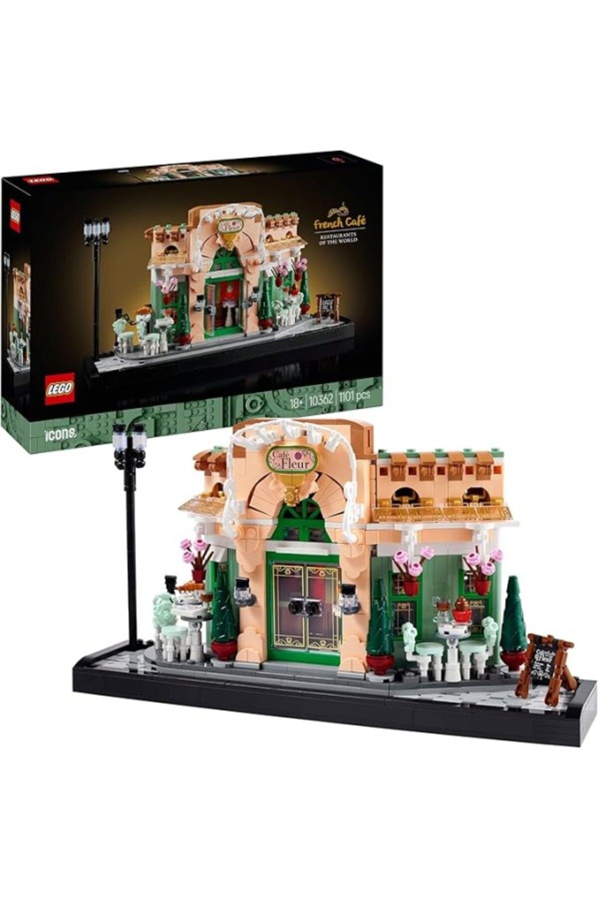 ShopZum Icons Fransız Kafe 10362 - Yetişkin Kadın Ve Erkekler Süslü Koltuklar Ve Asılı Saksılar