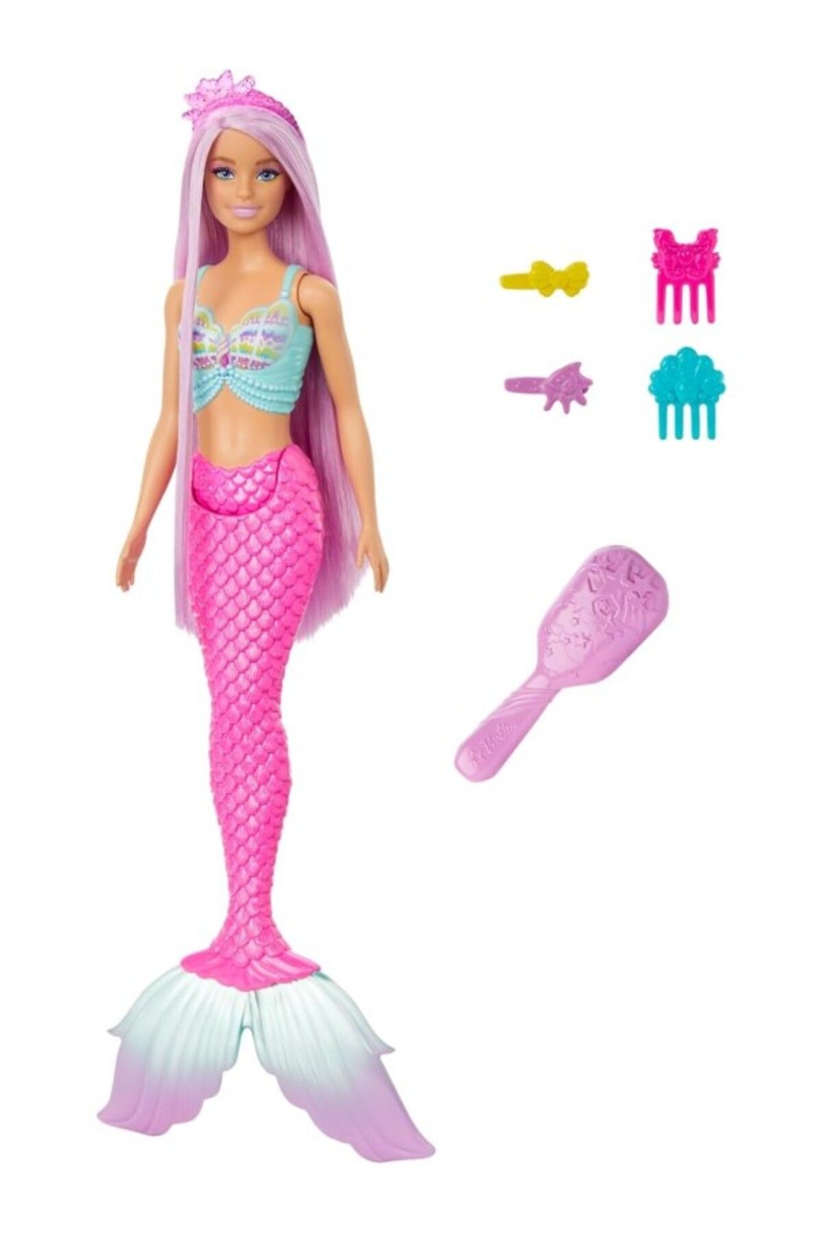 ShopZum Barbie Uzun Saçlı Muhteşem Deniz Kızı 17 Cm Uzunluğunda Renkli Saçlı Deniz Kızı Barbie Ile Saç